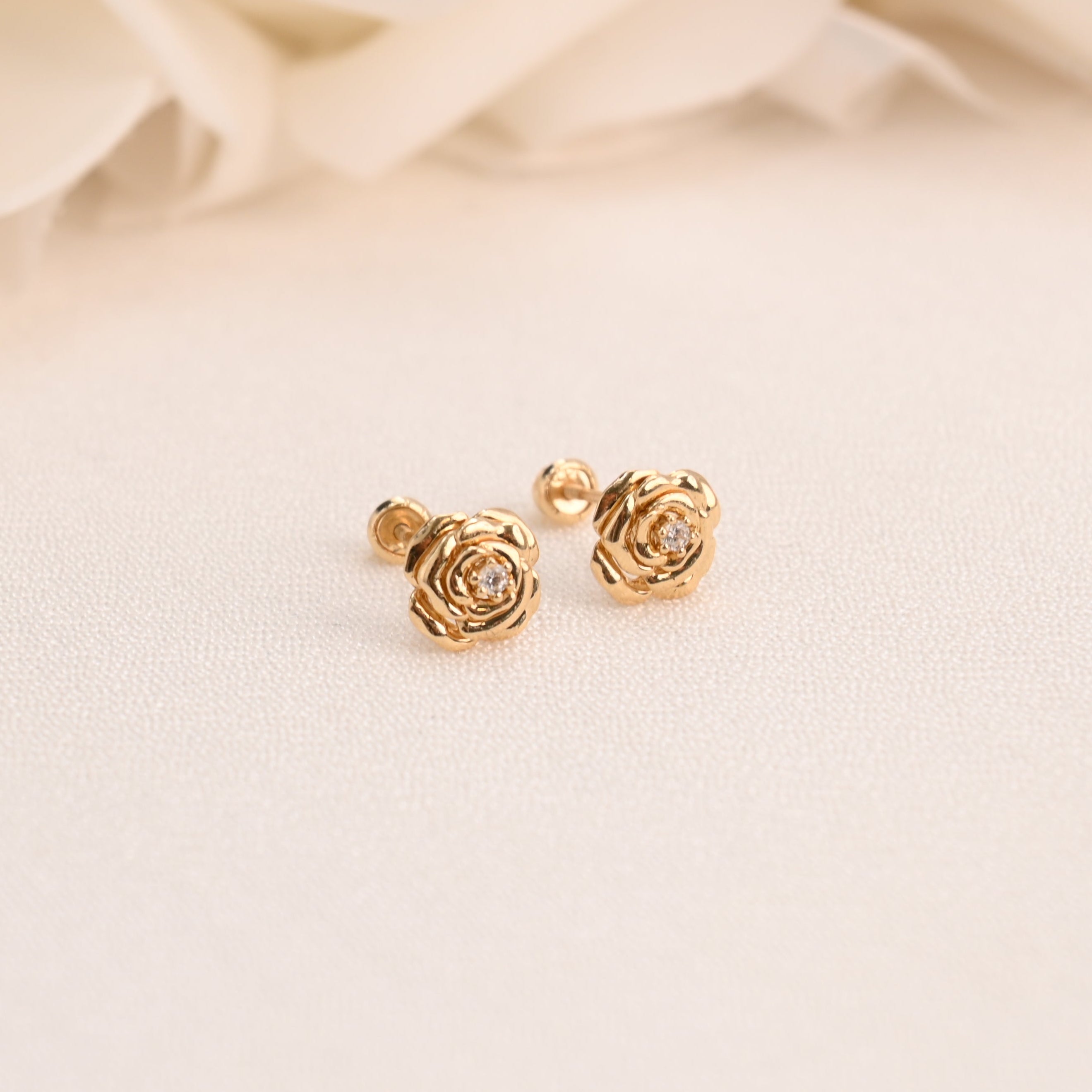 14k Rose Stud Earrings