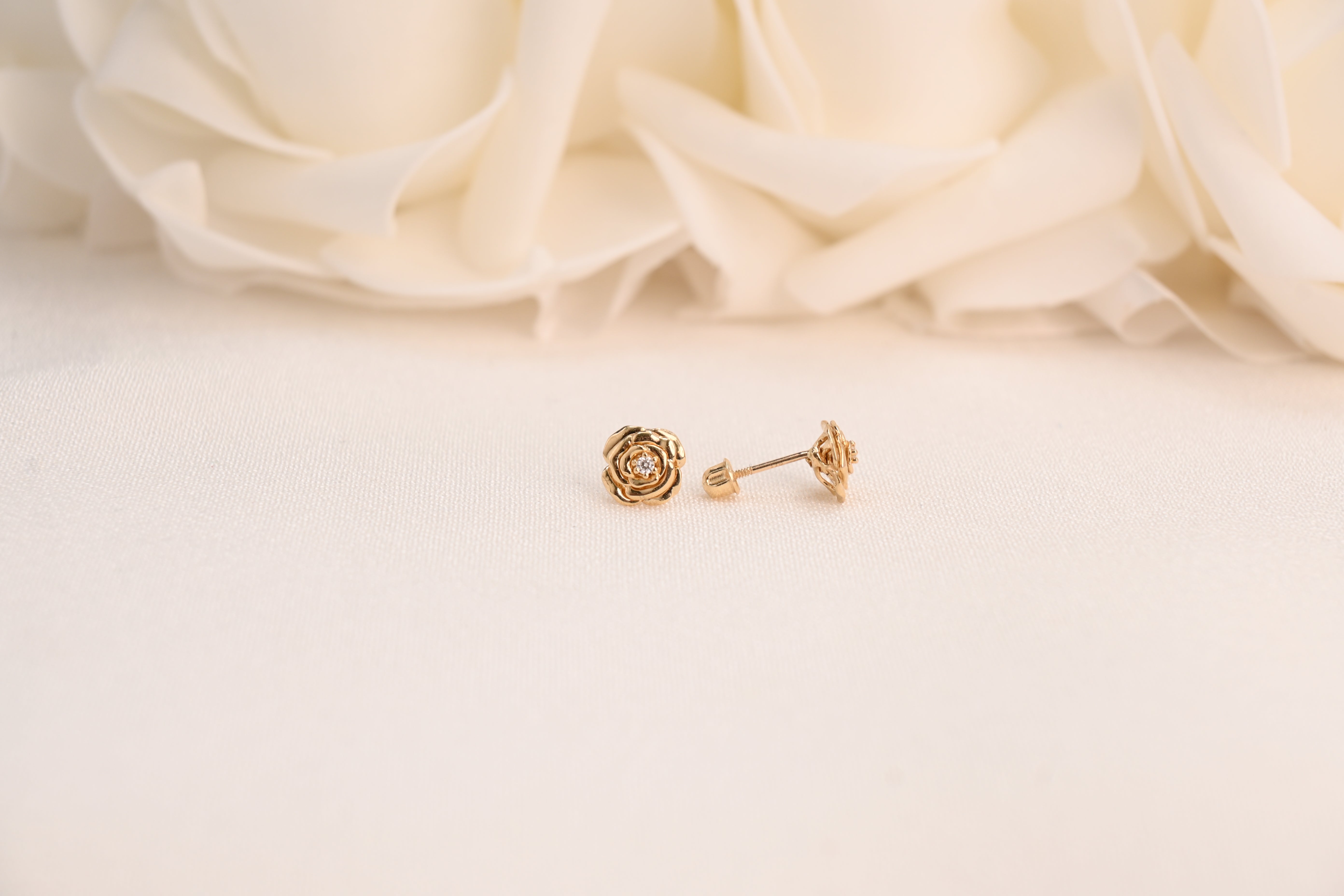14k Rose Stud Earrings