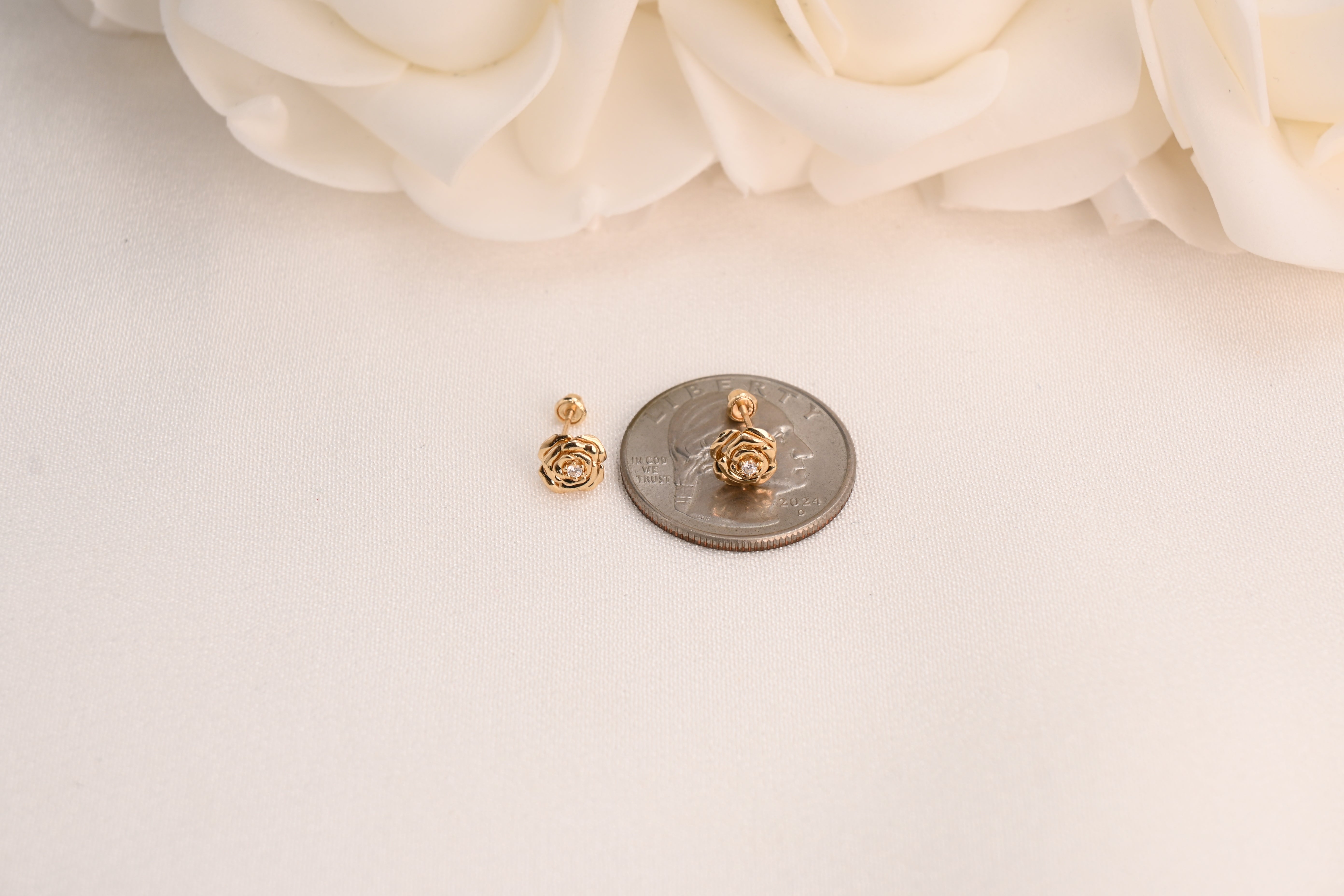 14k Rose Stud Earrings