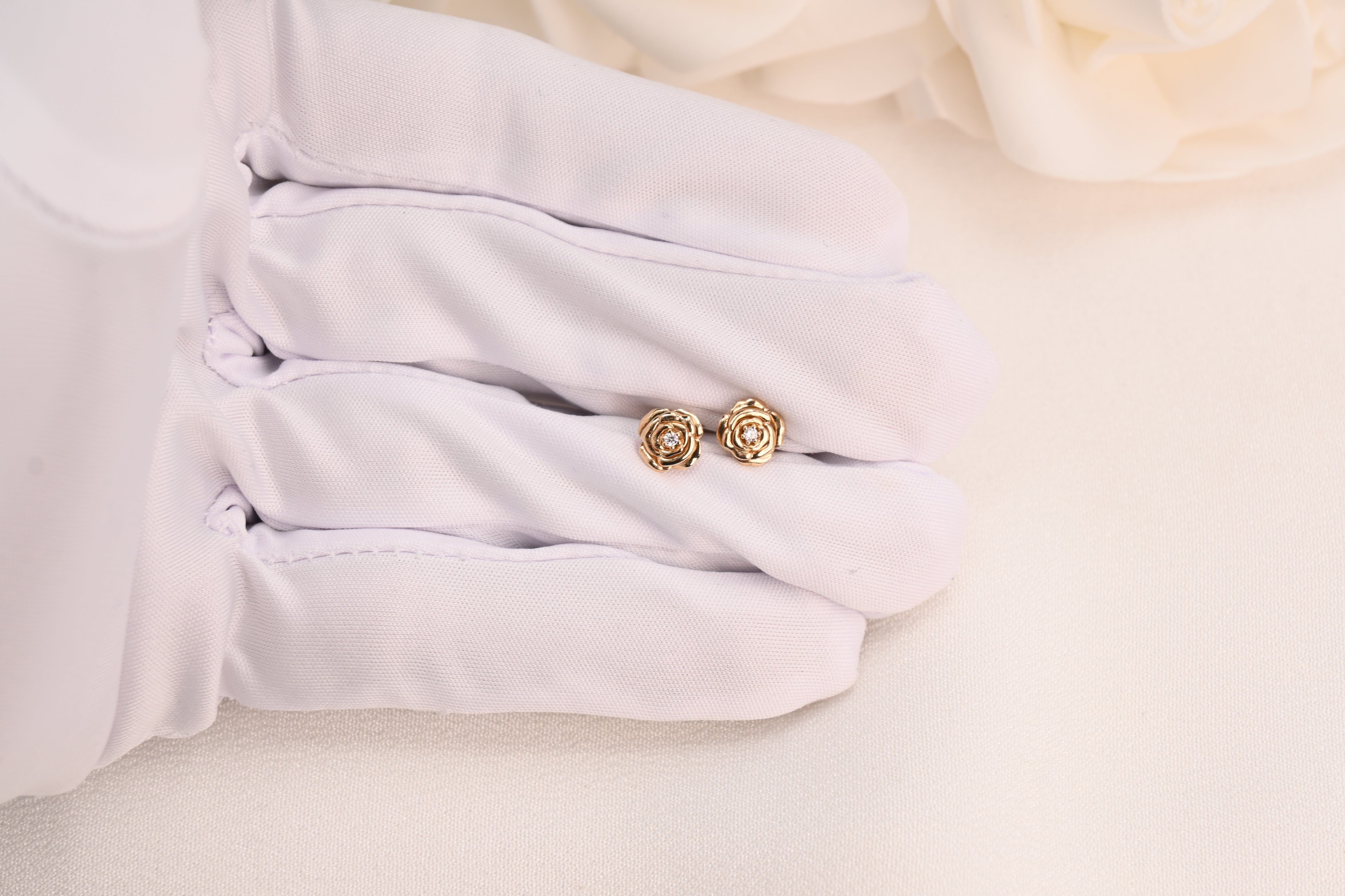 14k Rose Stud Earrings