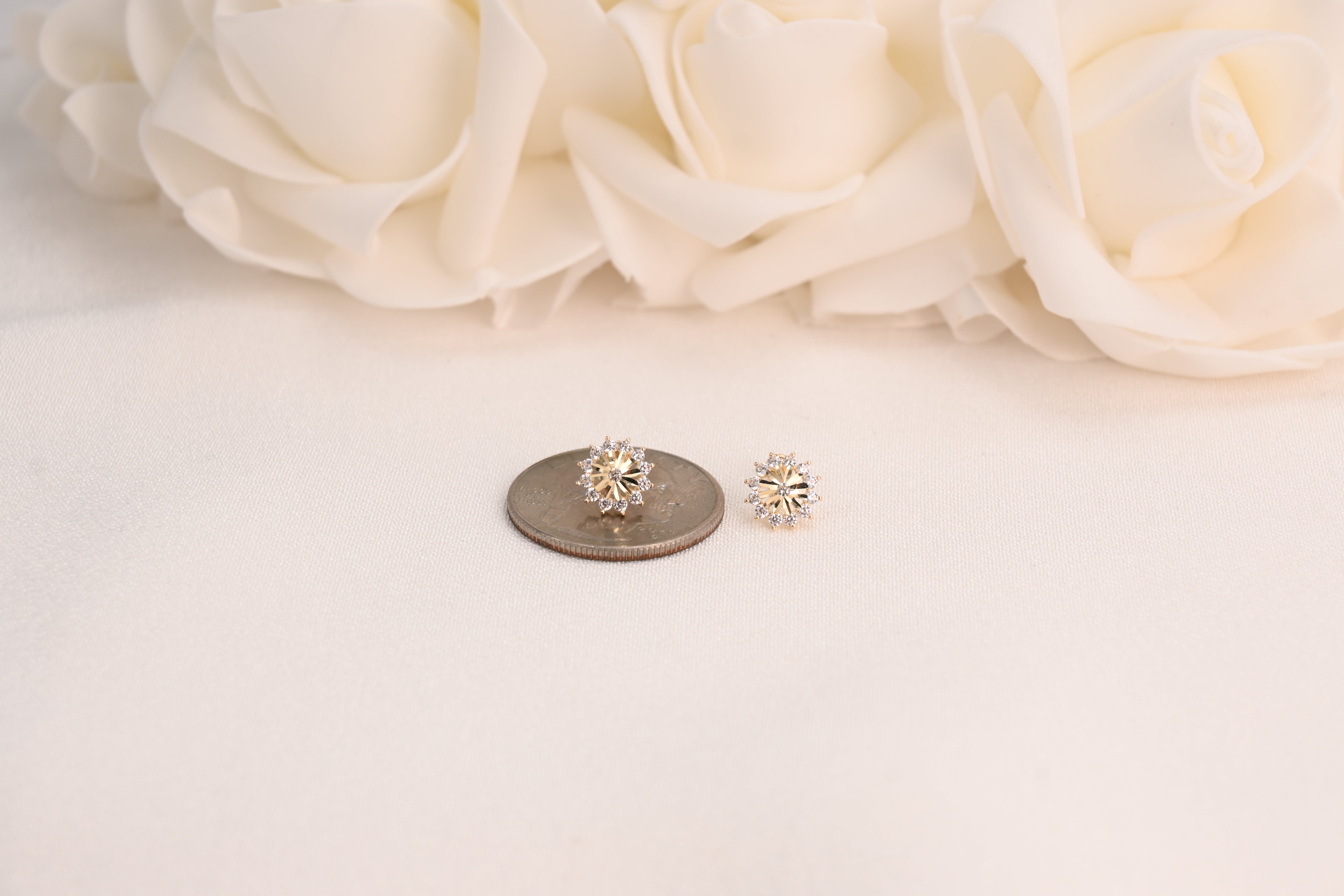 14k Radiant Sunburst Stud Earrings