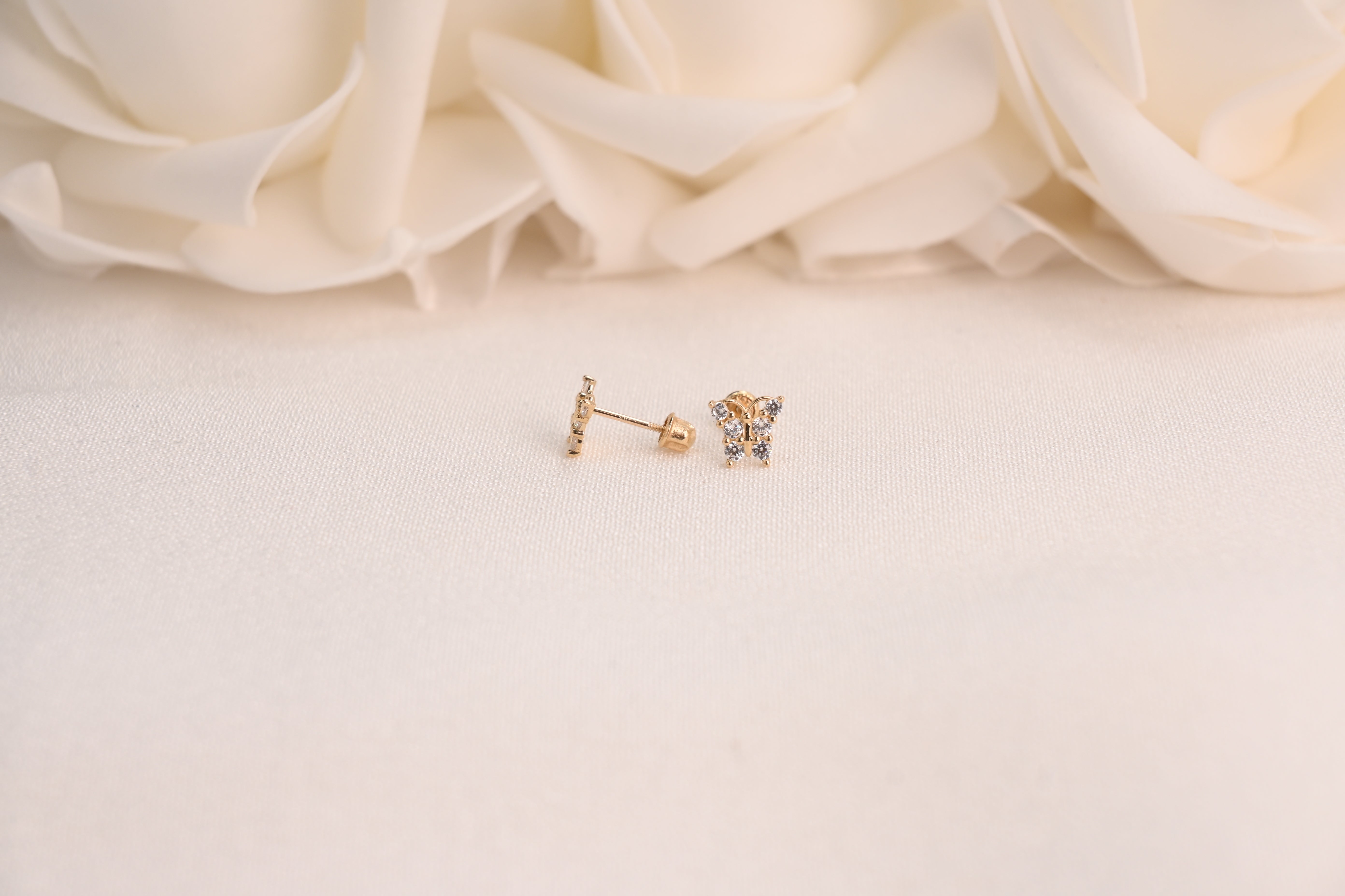 14k Butterfly Sparkle Stud Earrings
