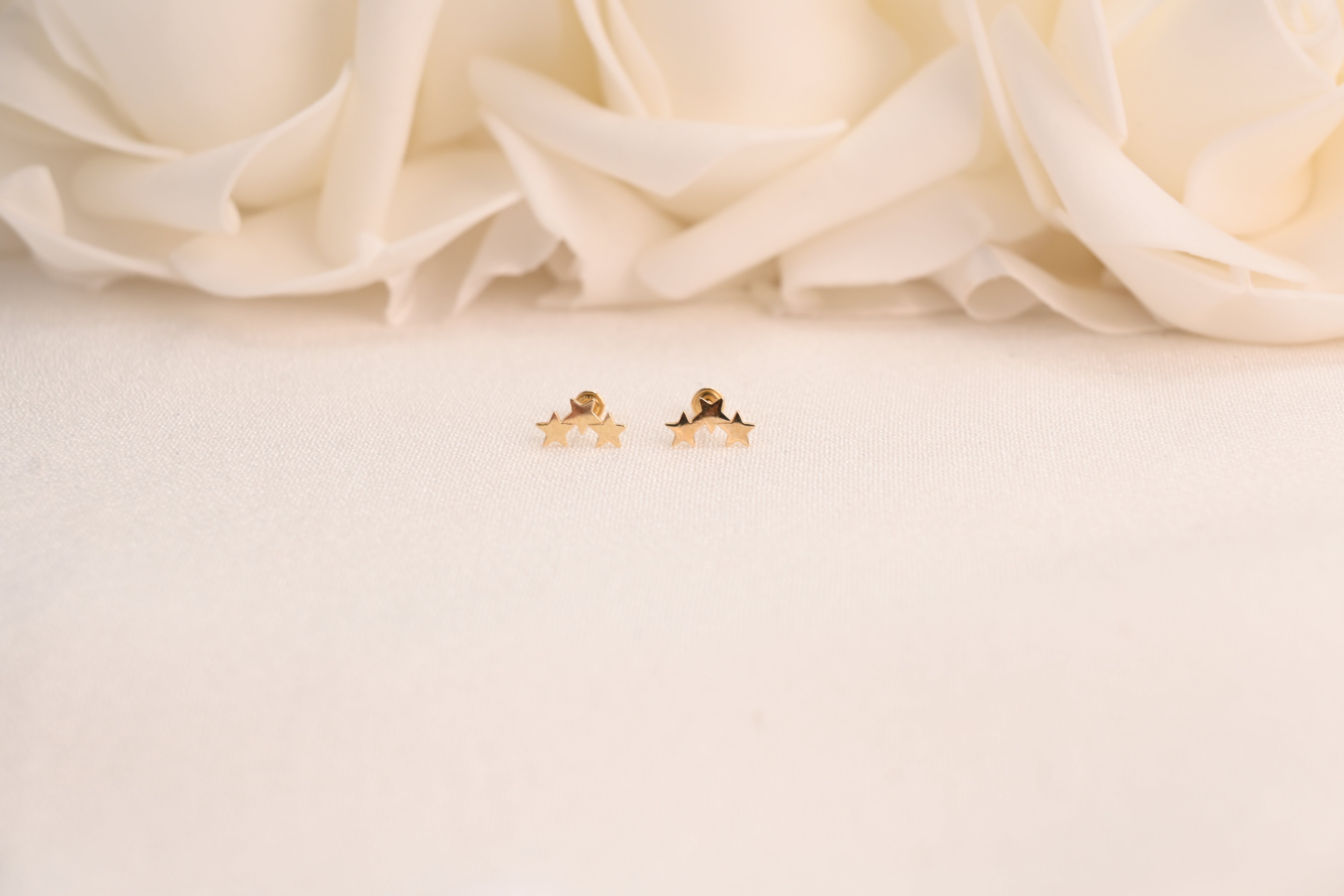14k Triple Star Stud Earrings