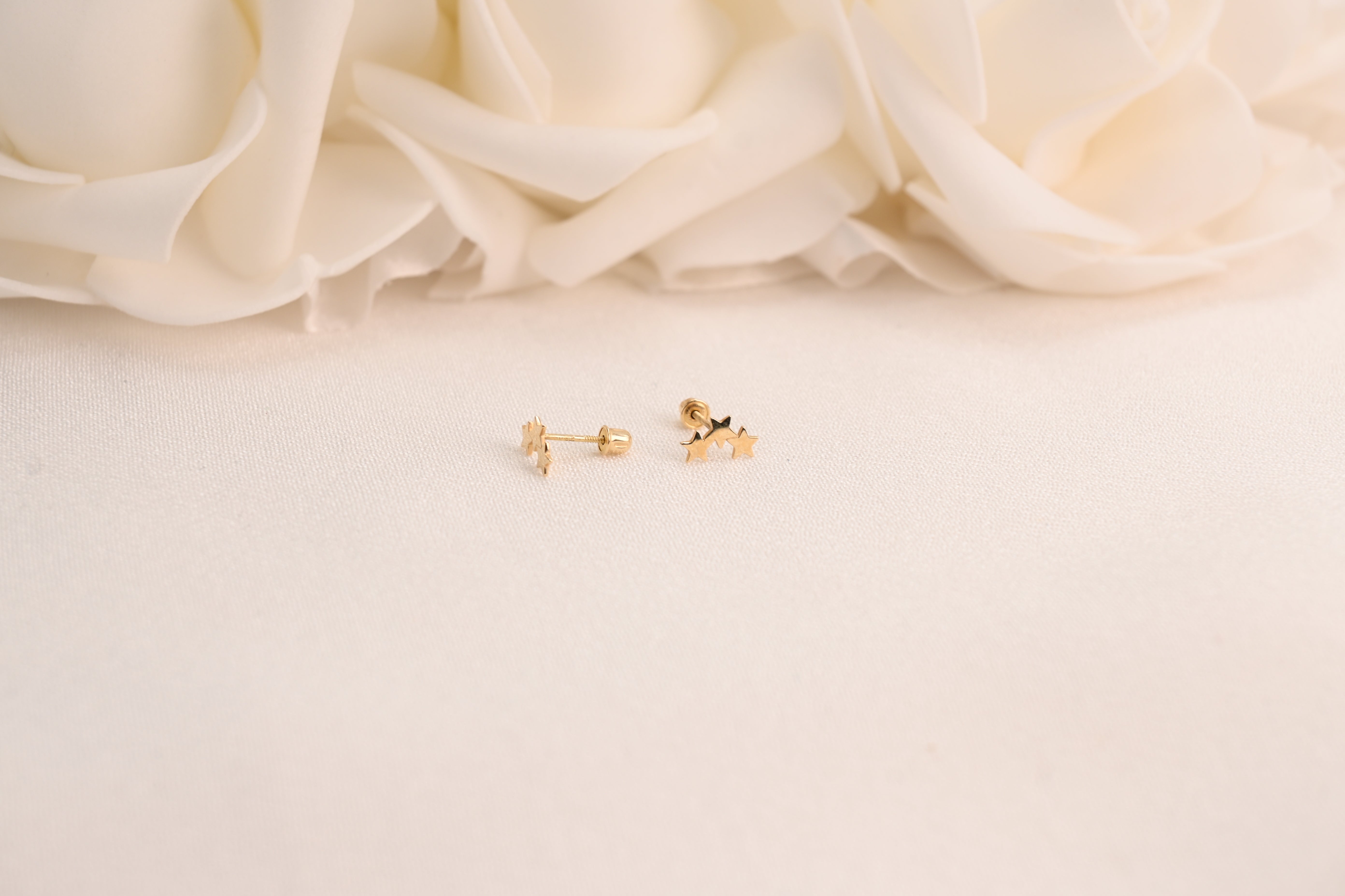 14k Triple Star Stud Earrings