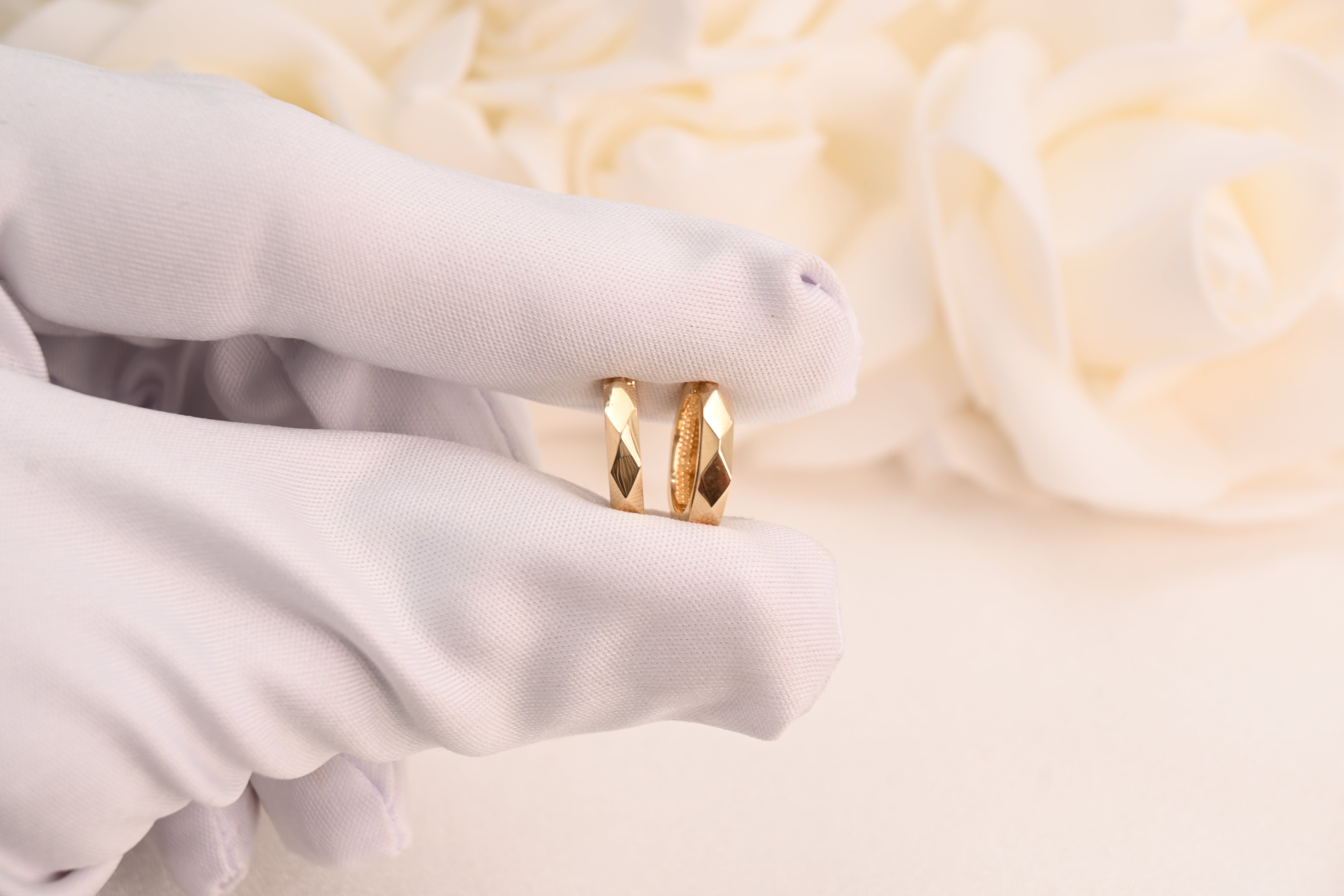 Solid 14k Gold Hammered Huggies Earrings - 12.5mm