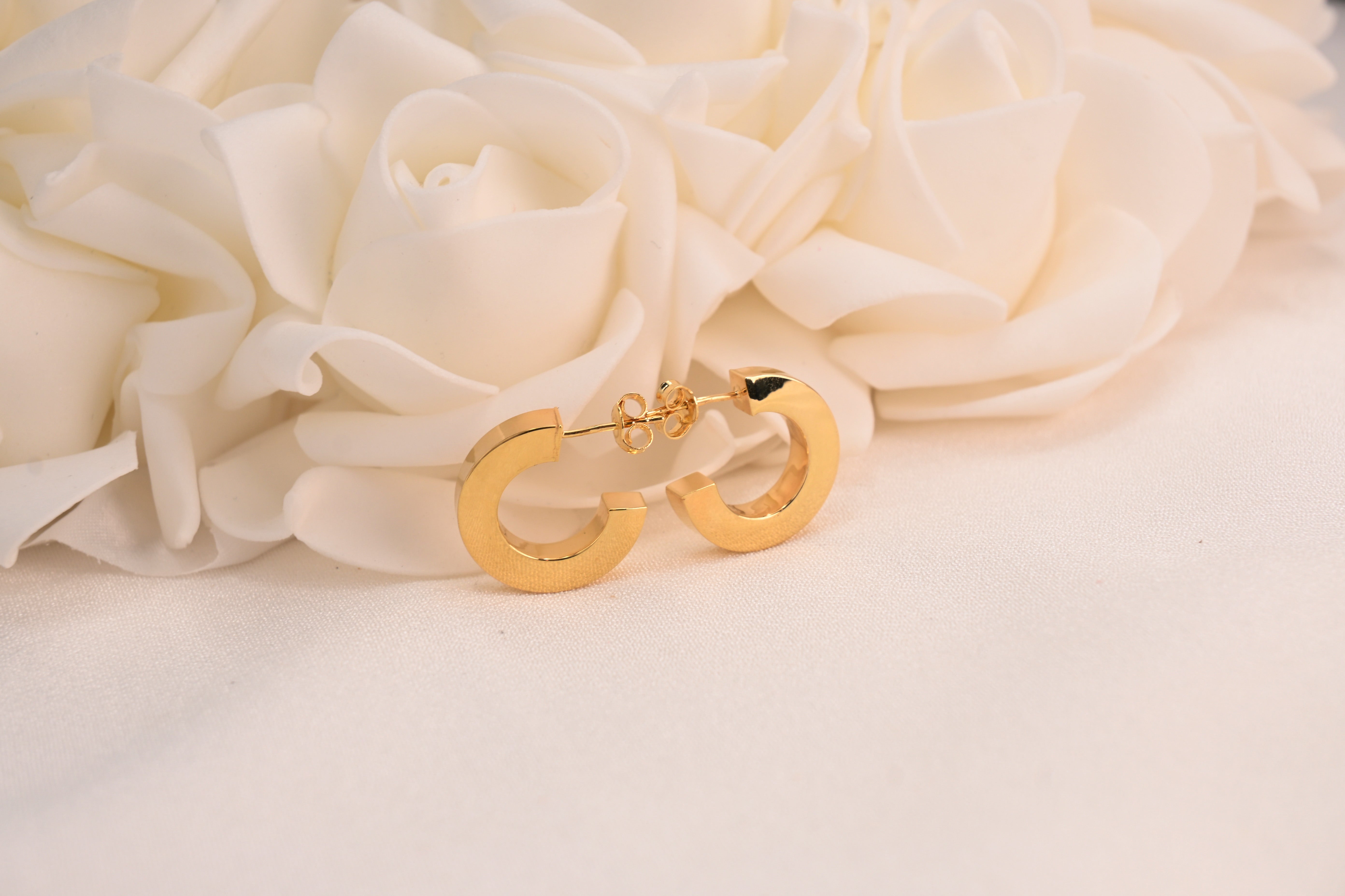 14k Polished Earrings - C hoops