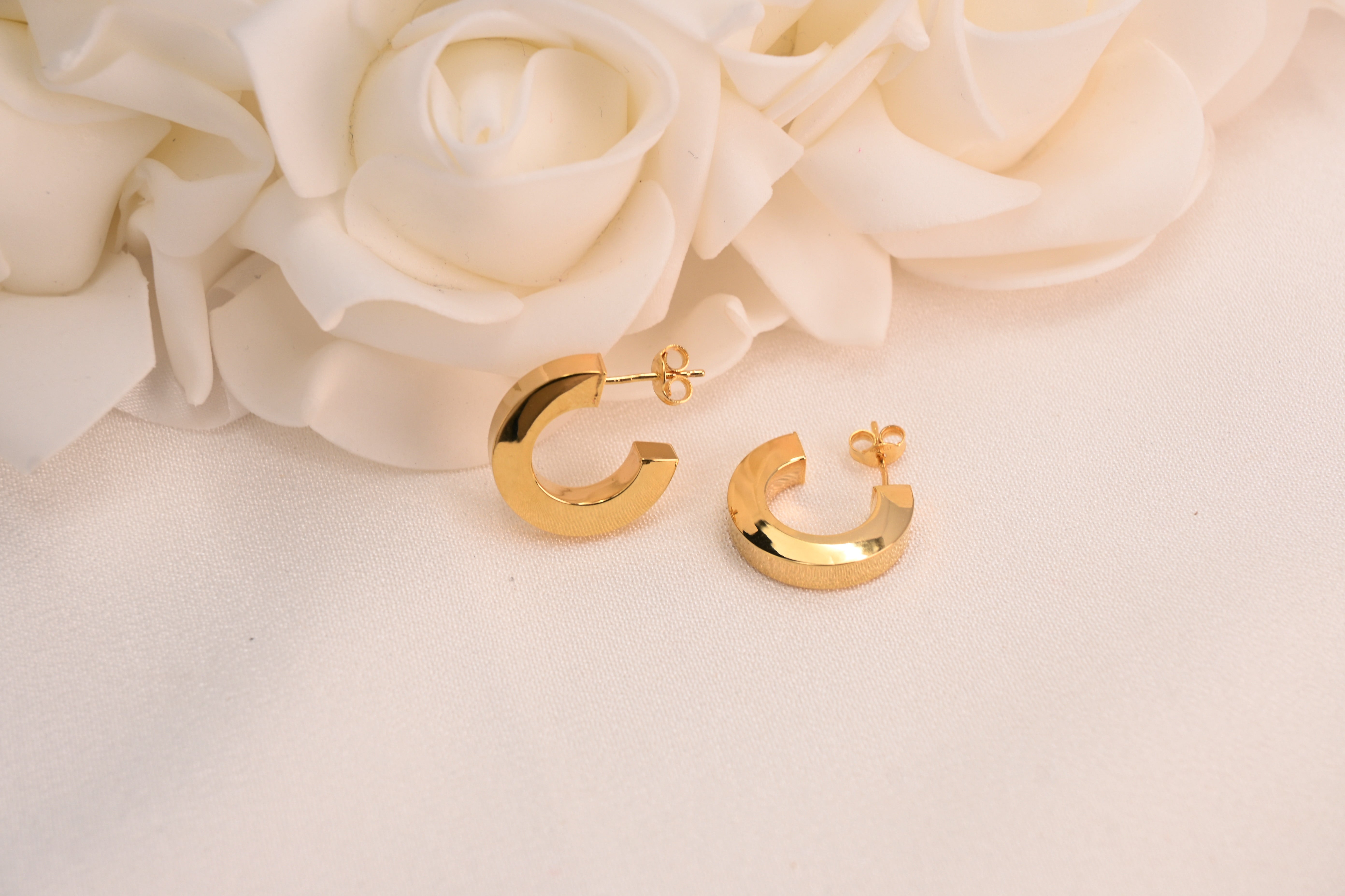 14k Polished Earrings - C hoops