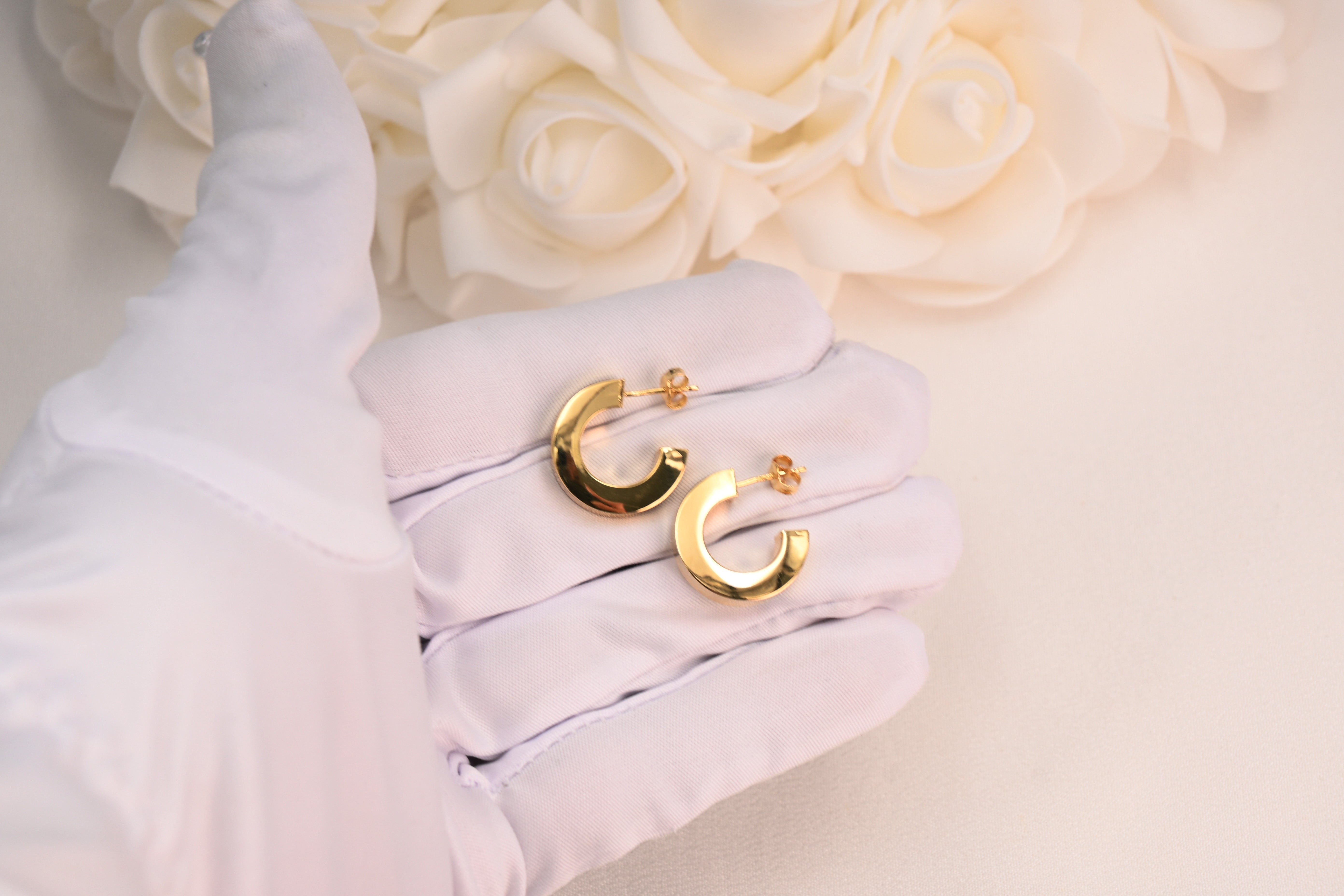 14k Polished Earrings - C hoops