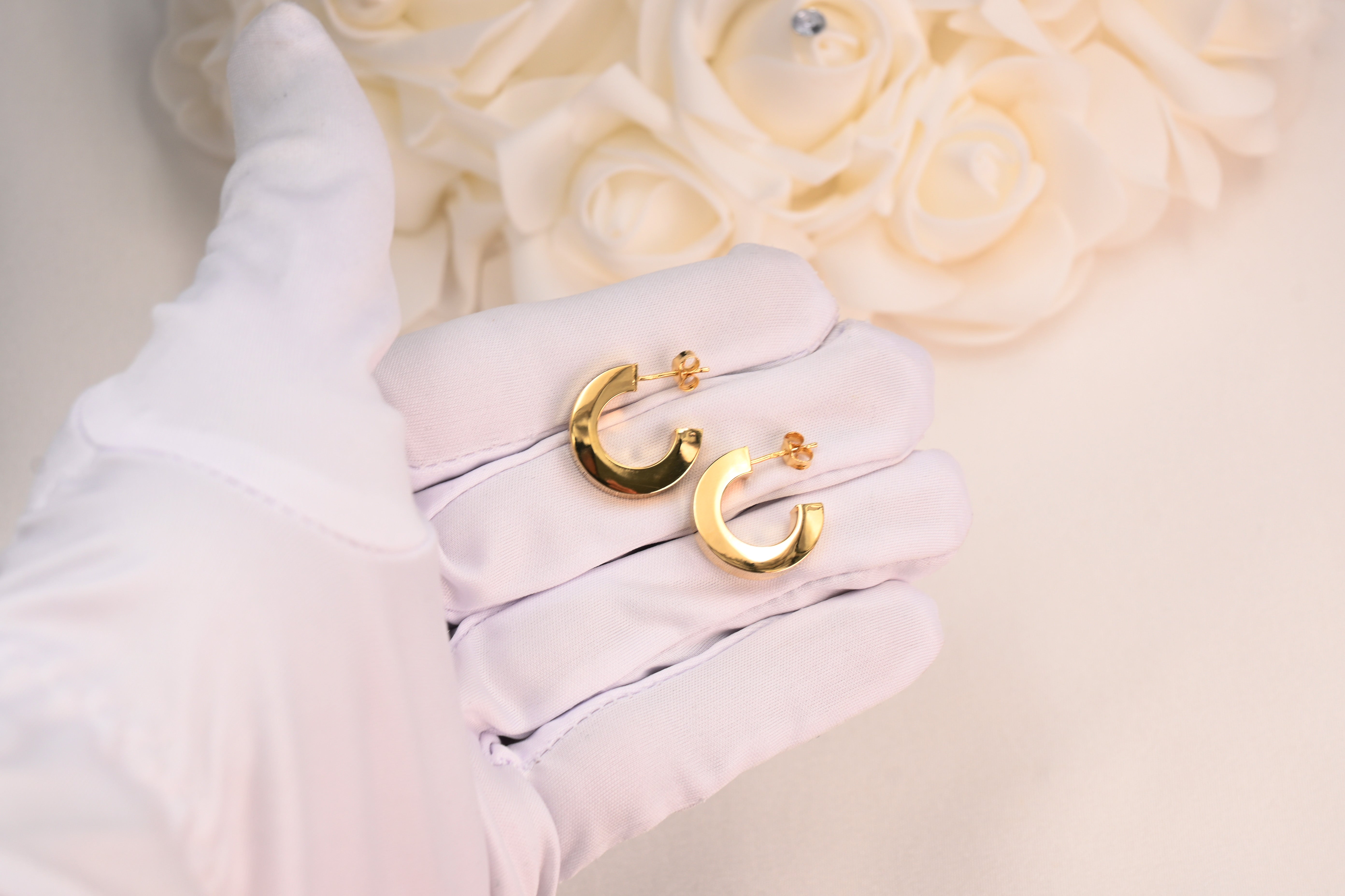 14k Polished Earrings - C hoops