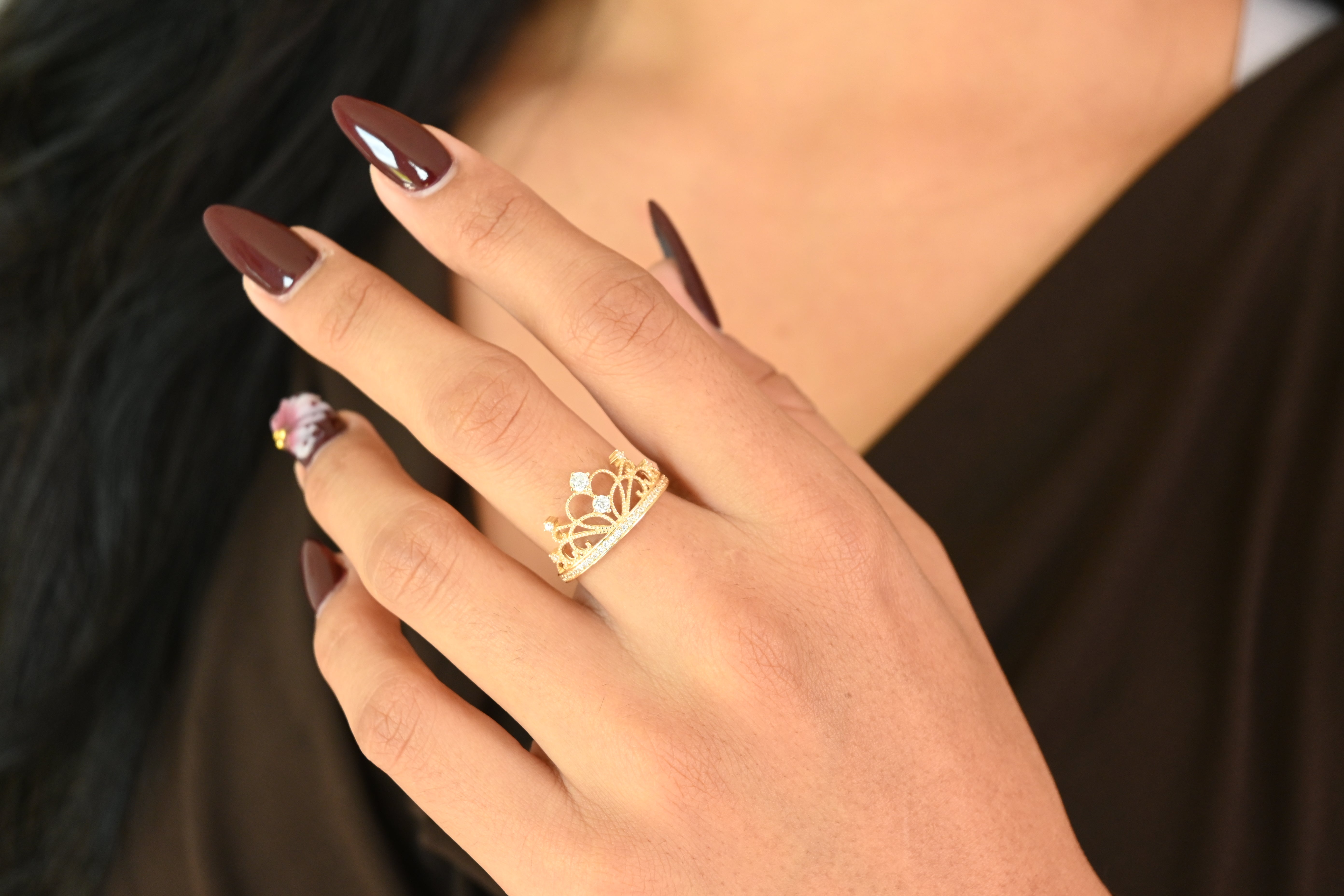 14k Filigree Crown Ring