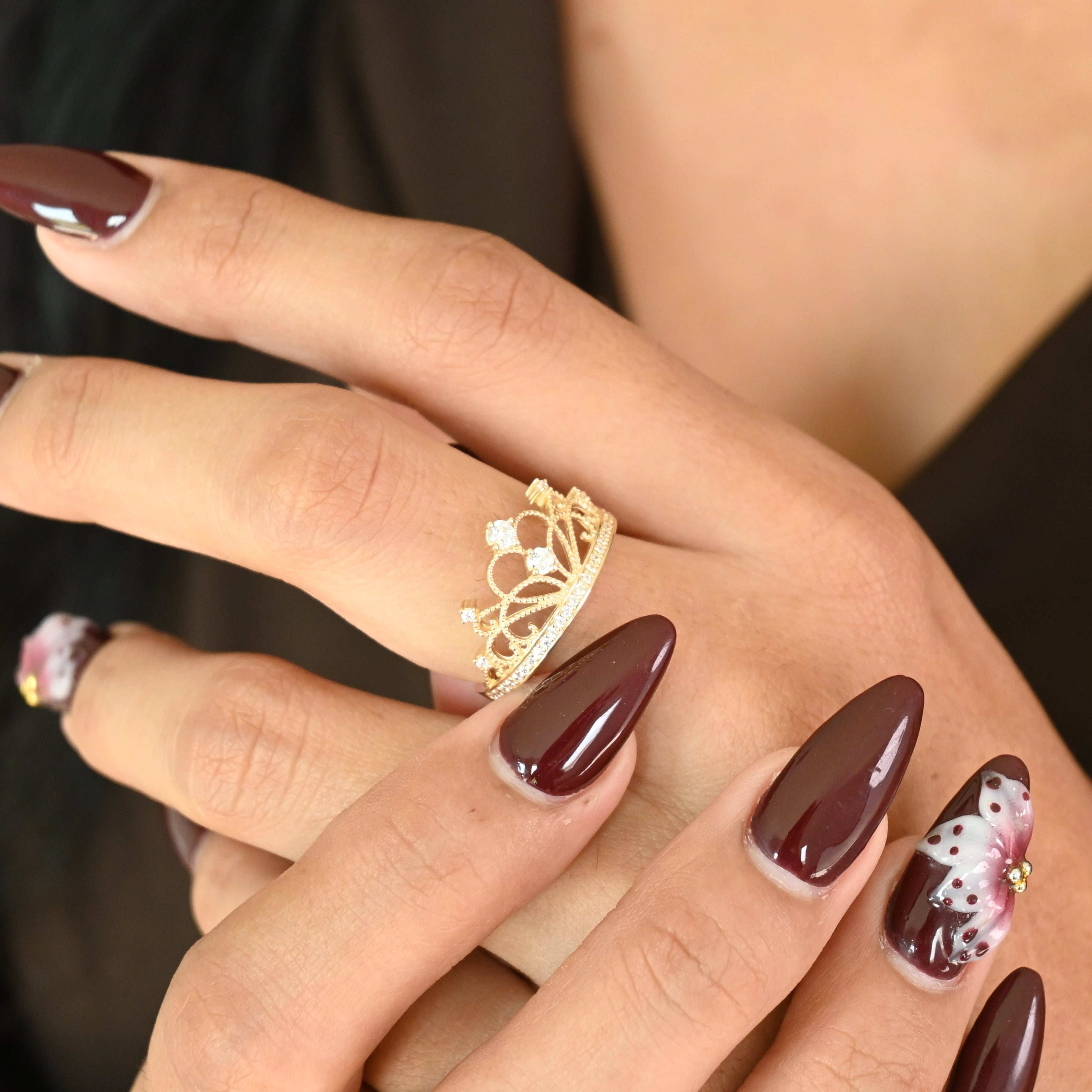 14k Filigree Crown Ring