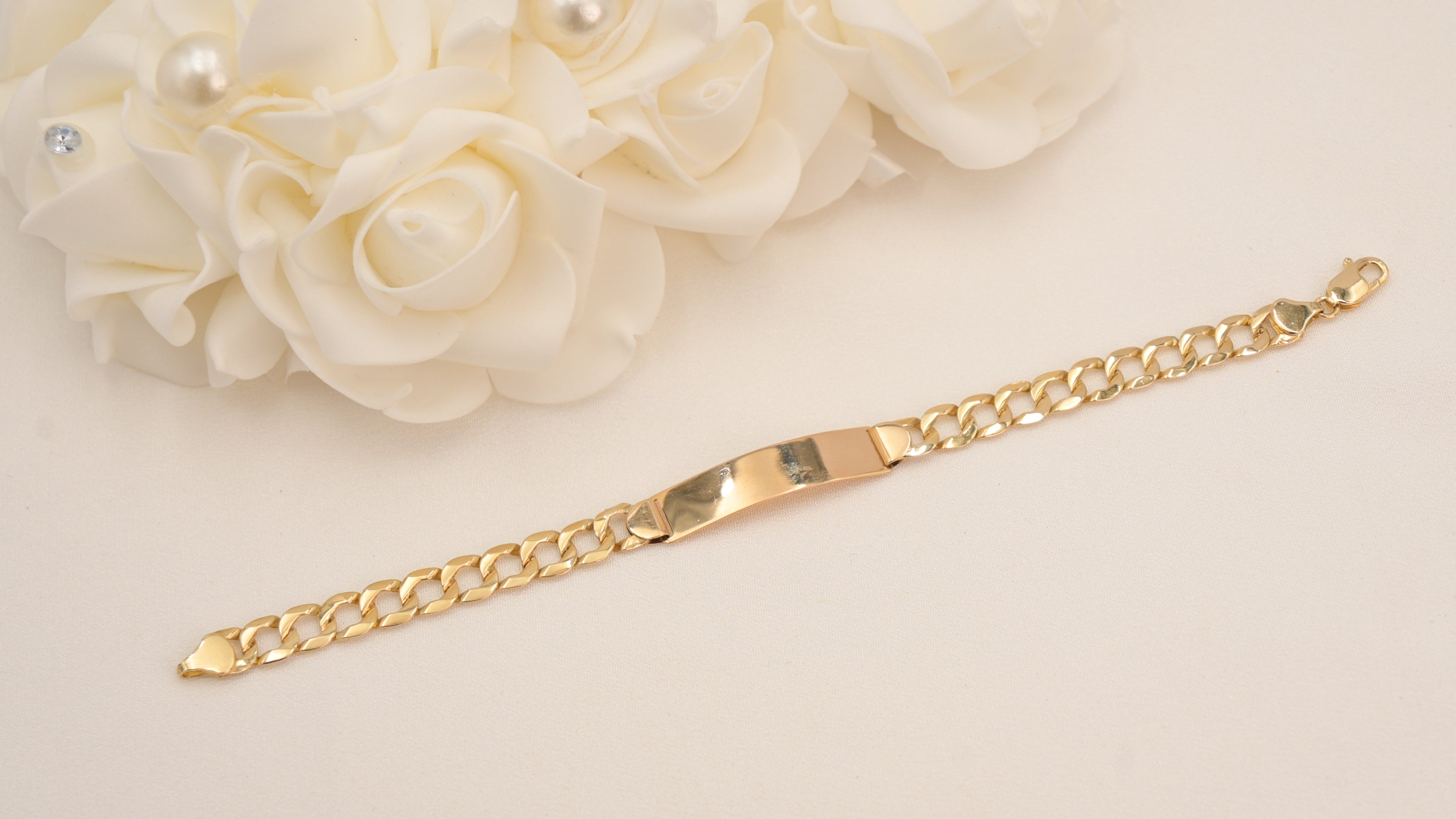 14k Cuban ID Men Bracelet 8.7mm