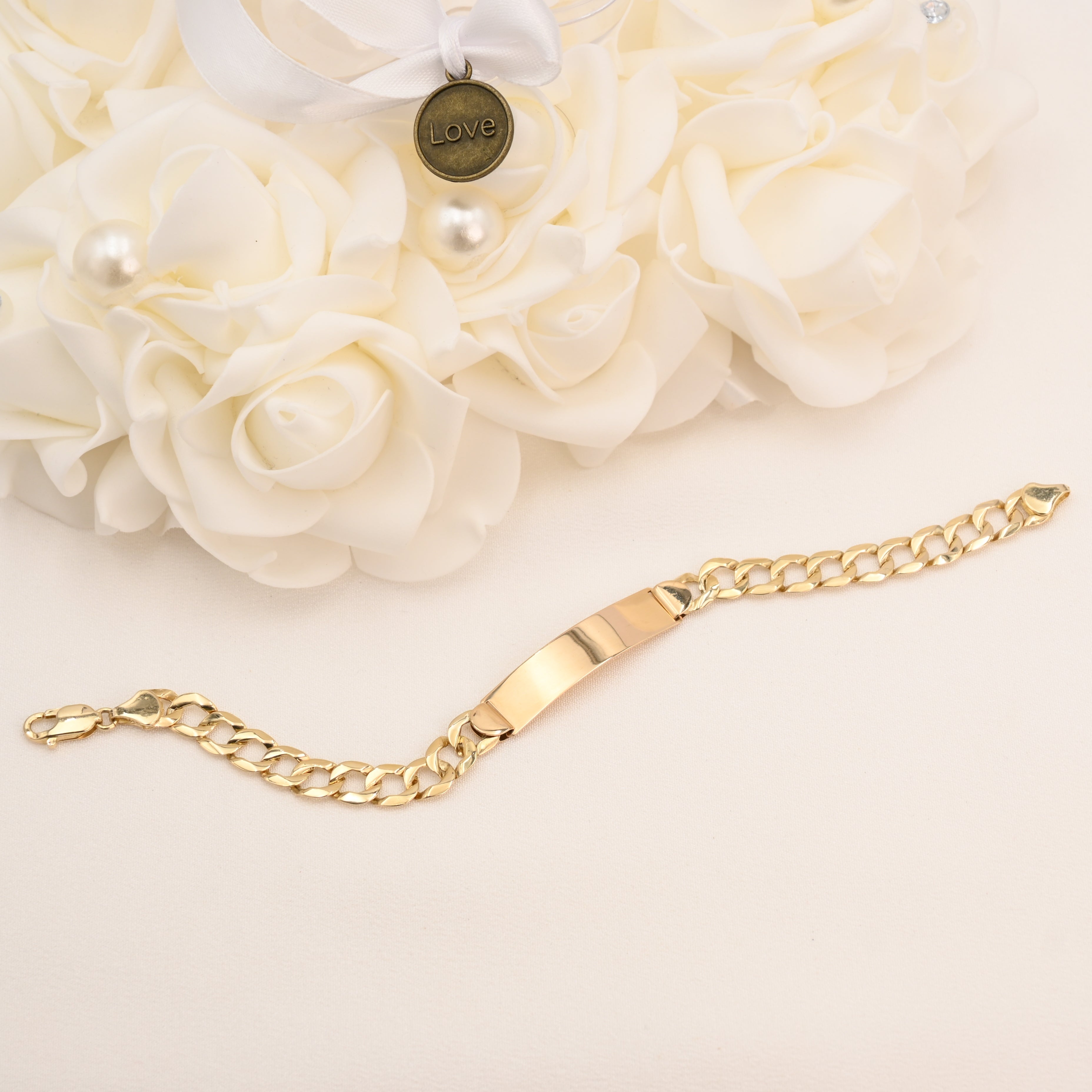 14k Cuban ID Men Bracelet 8.7mm