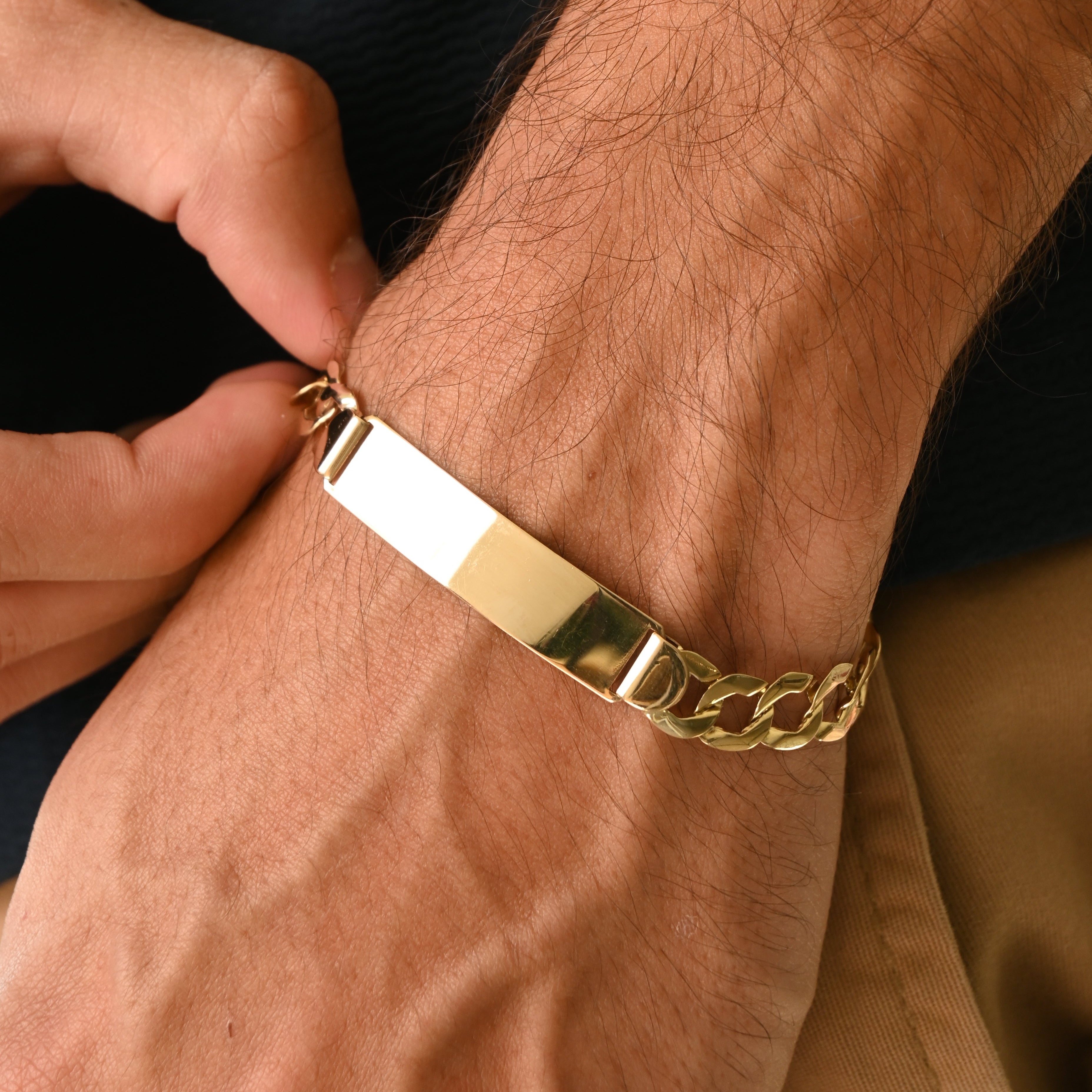 14k Cuban ID Men Bracelet 8.7mm
