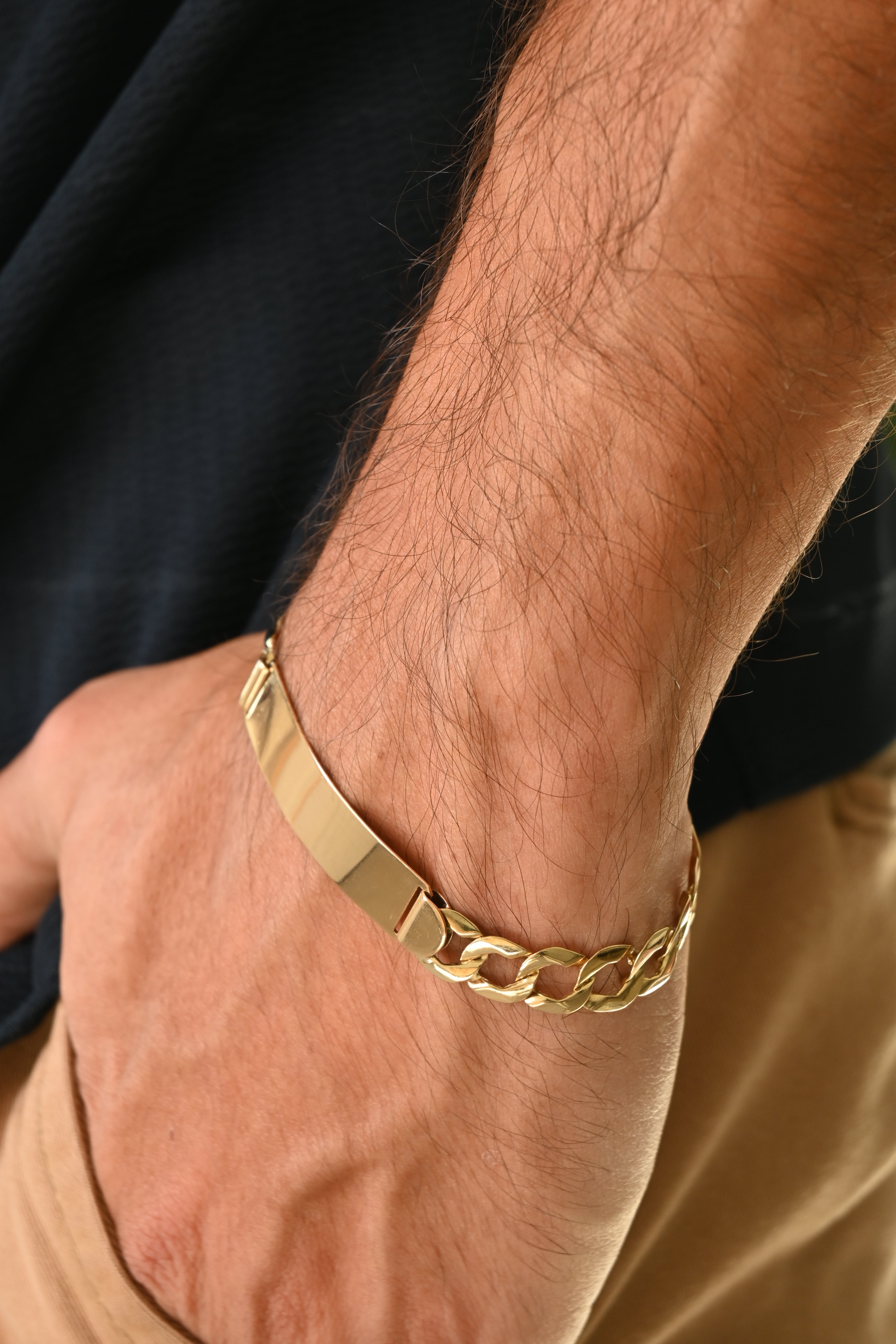 14k Cuban ID Men Bracelet 8.7mm