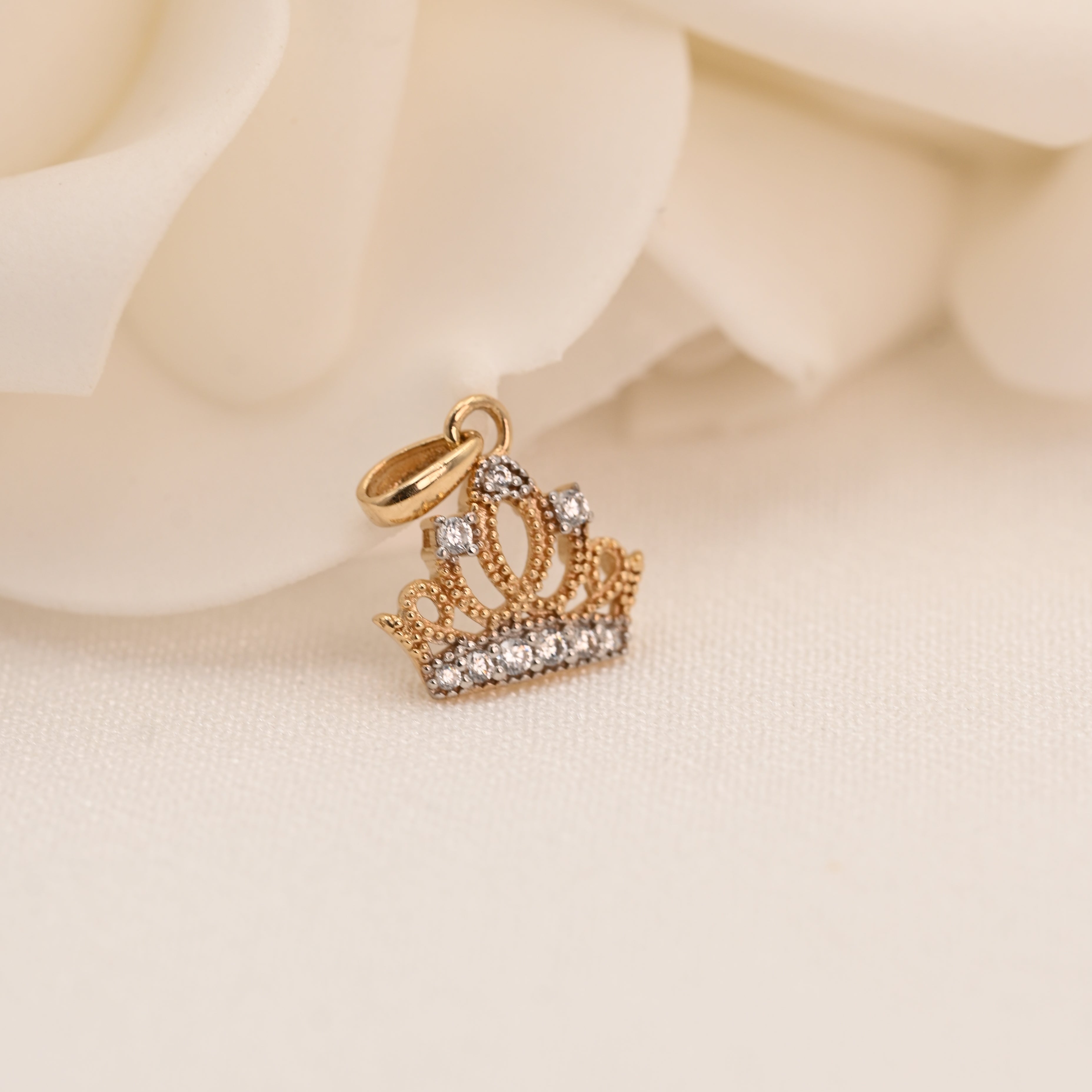 14K Small Crown Pendant
