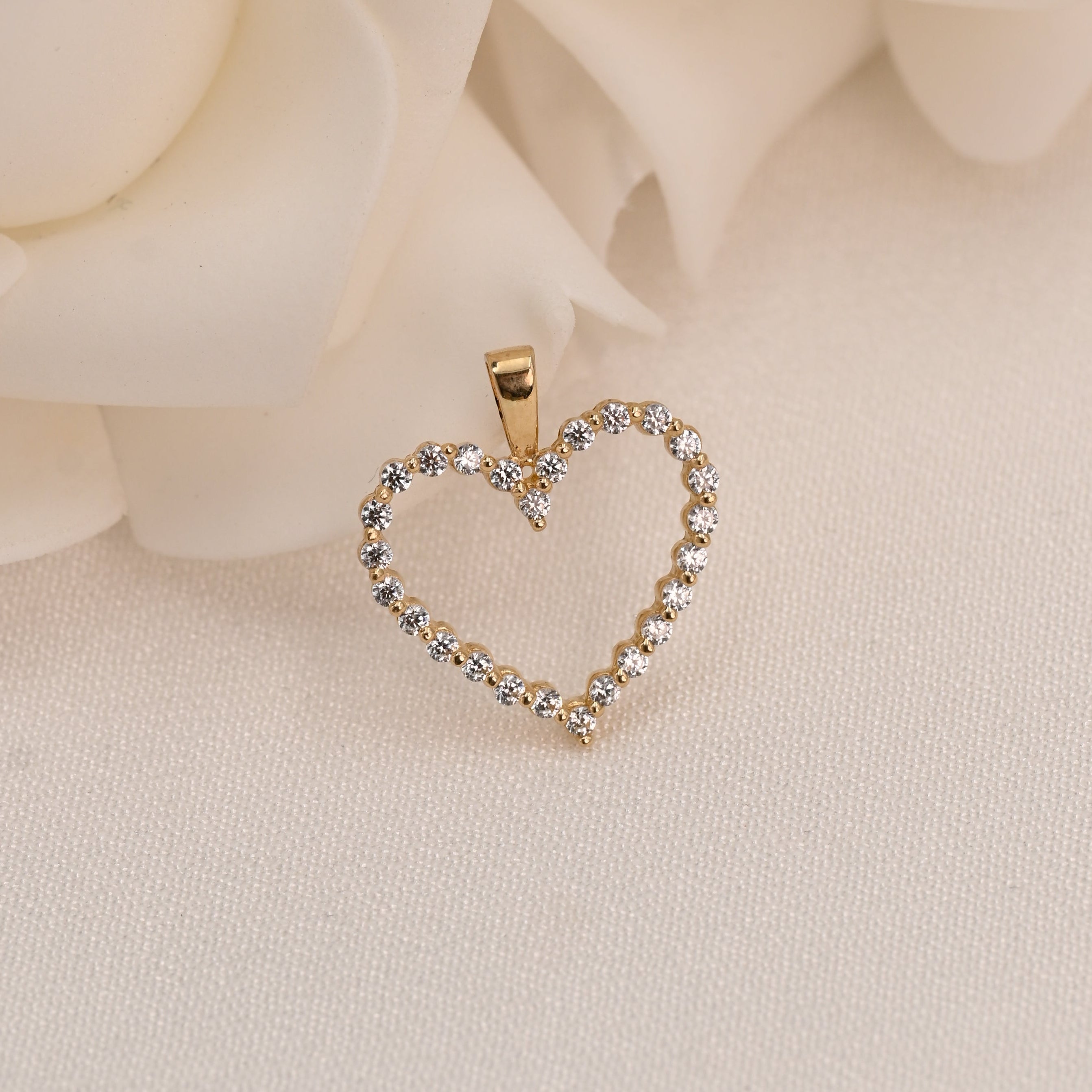 14k Shiny Open Heart Pendant