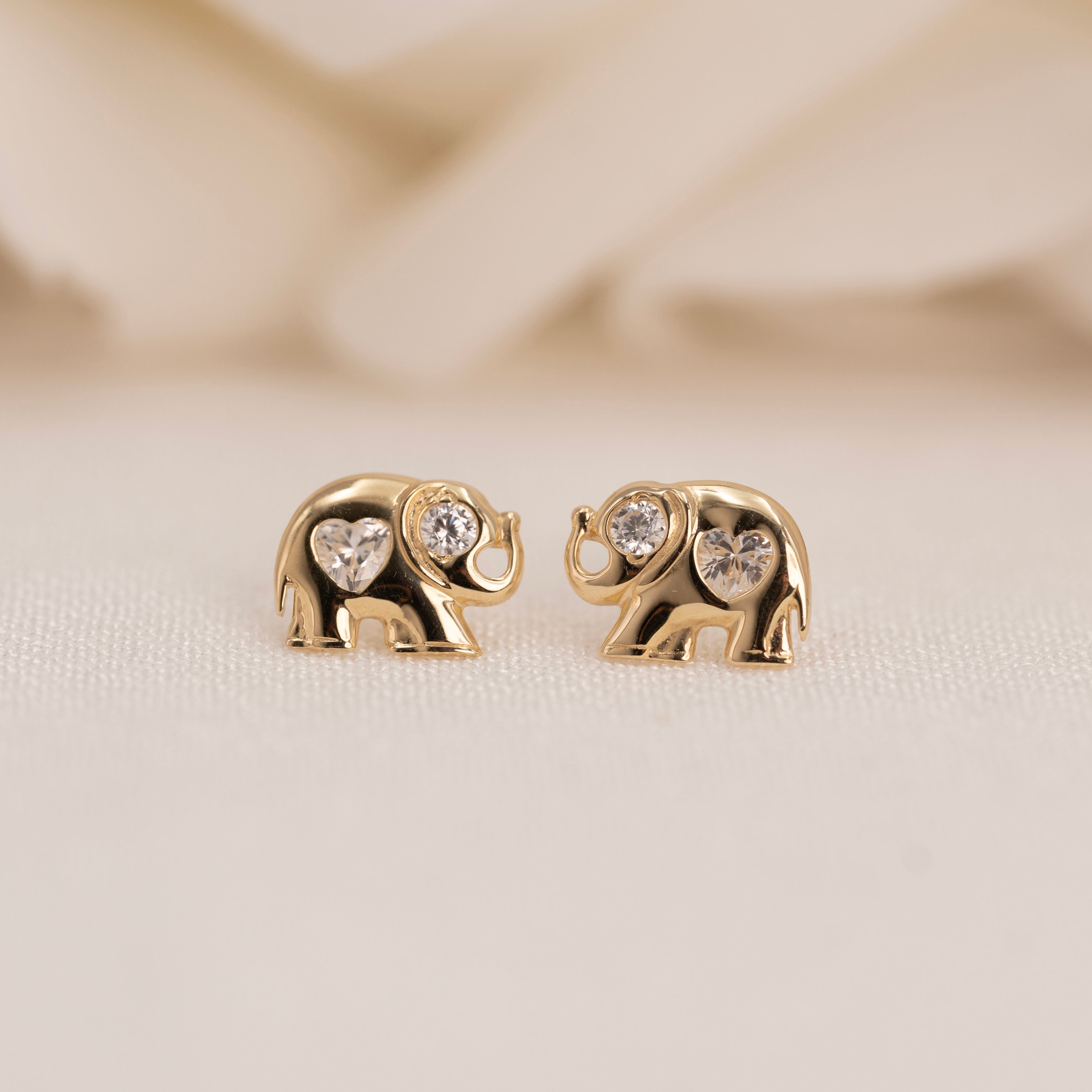 14k Elephant Earrings
