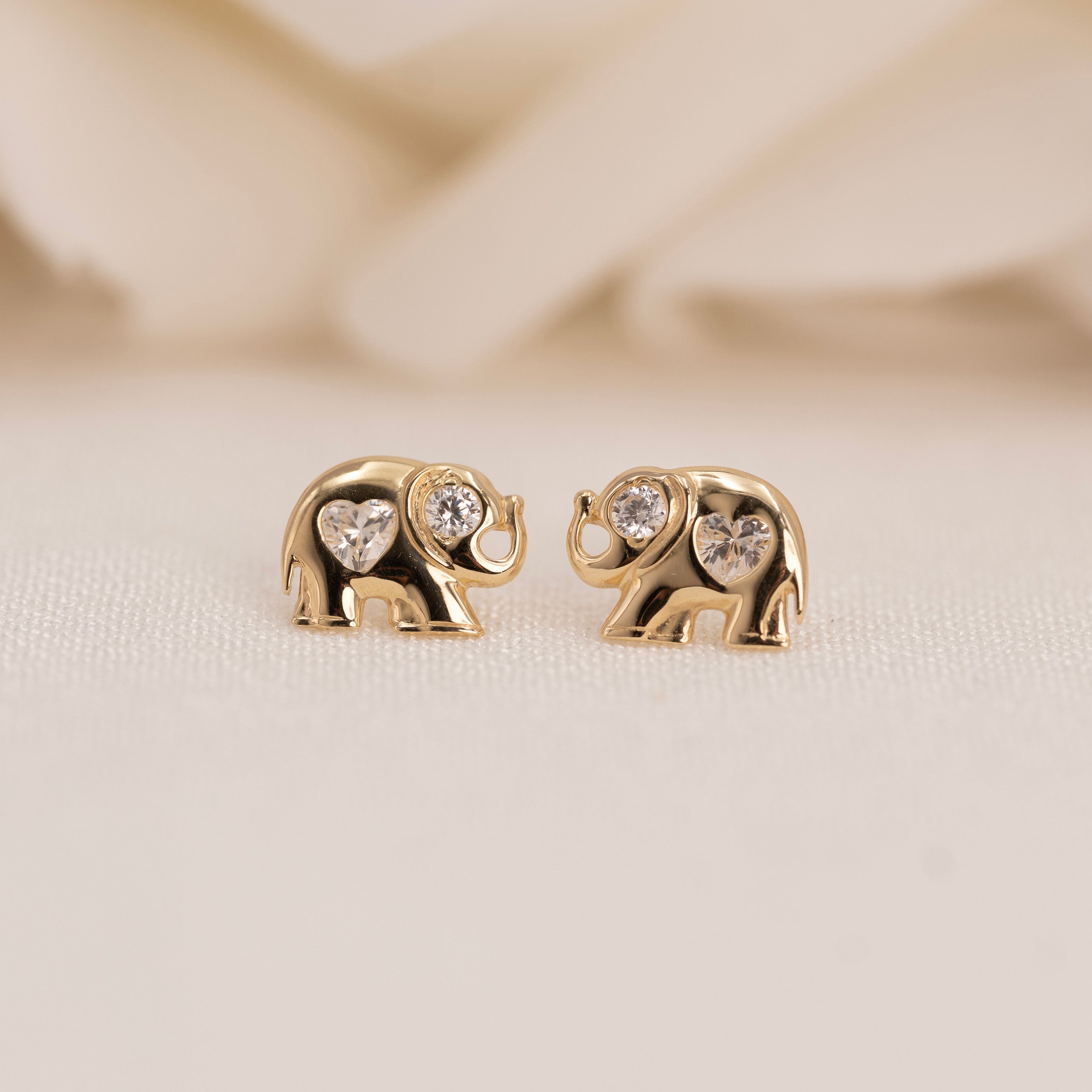 14k Elephant Earrings