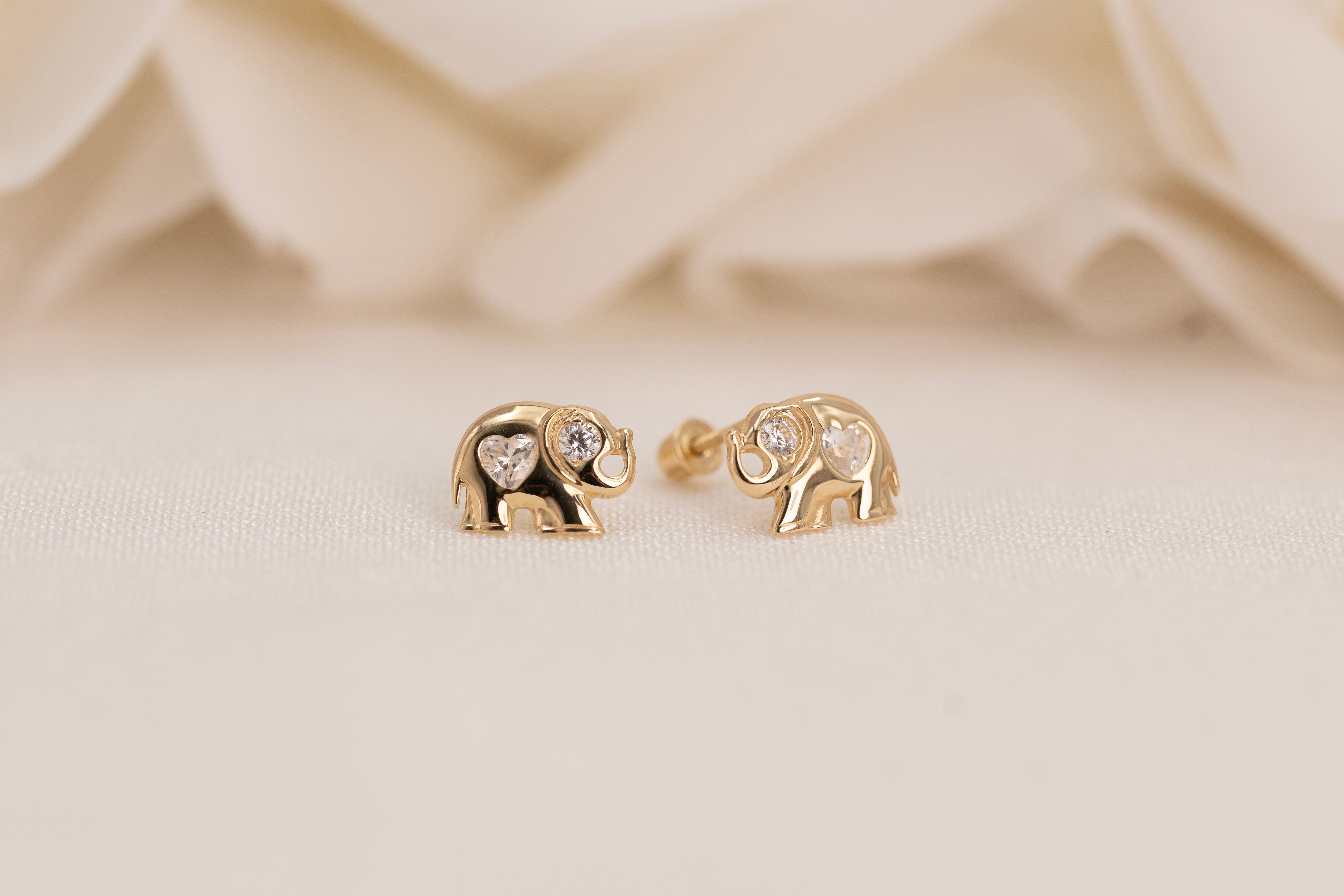 14k Elephant Earrings