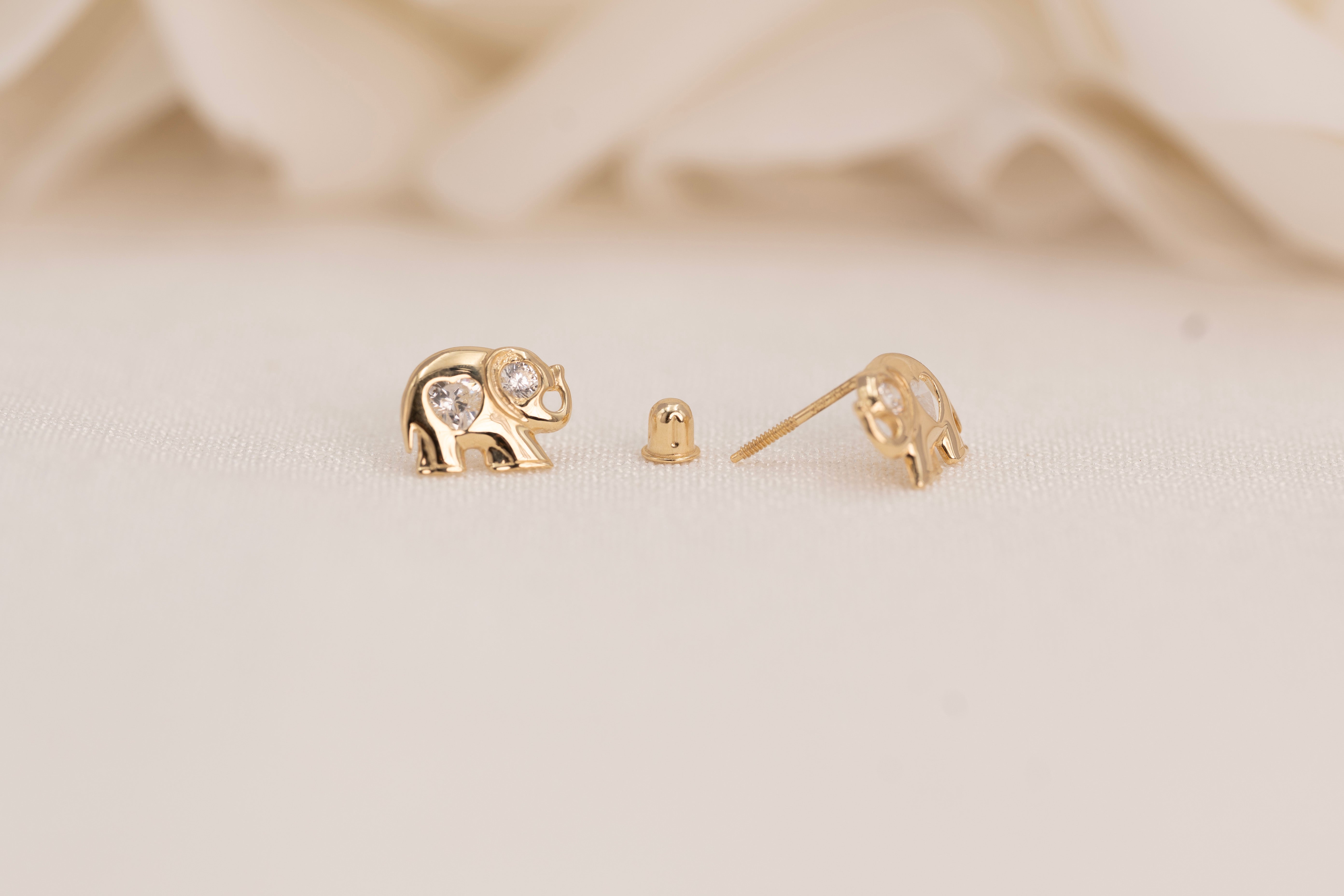 14k Elephant Earrings