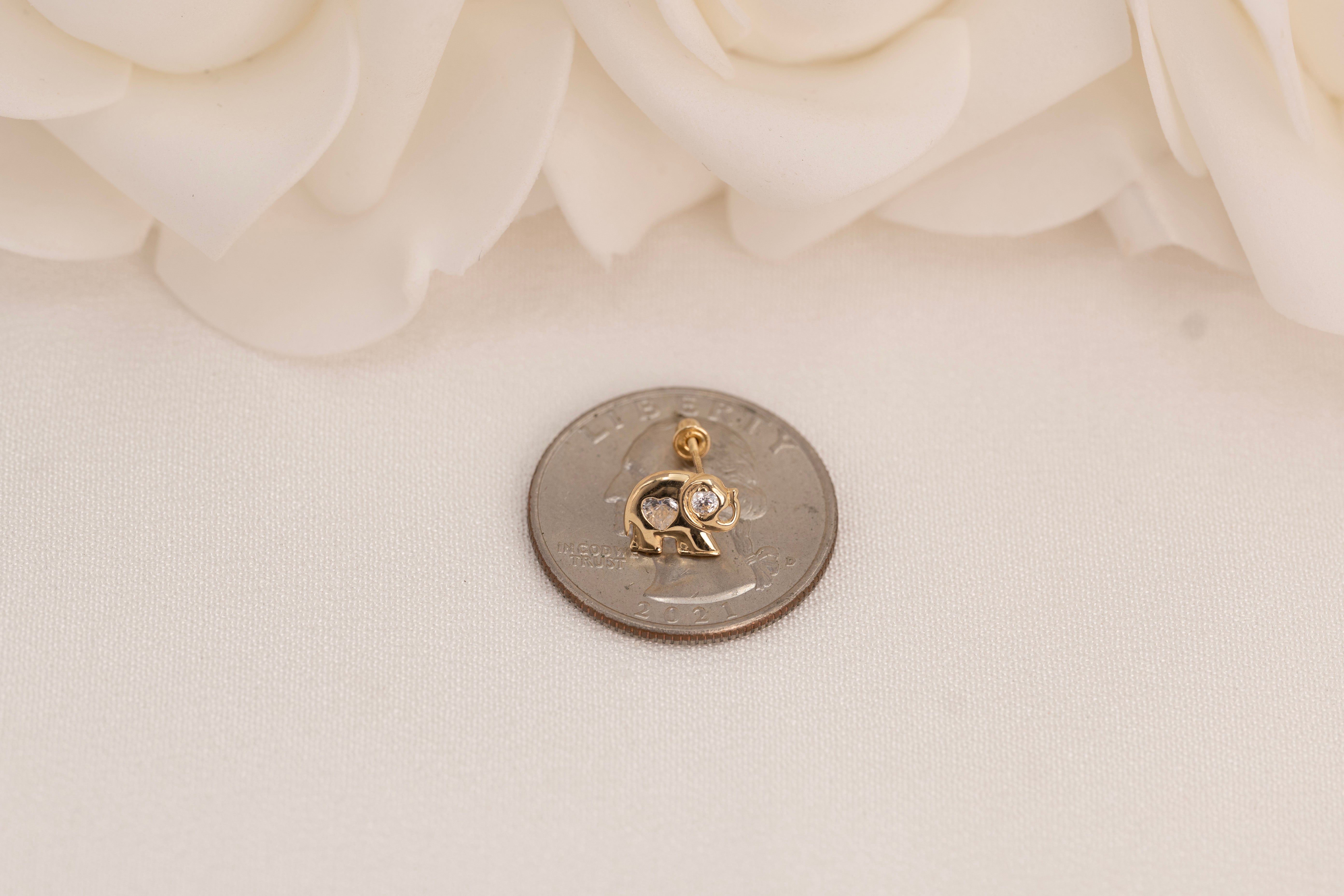 14k Elephant Earrings