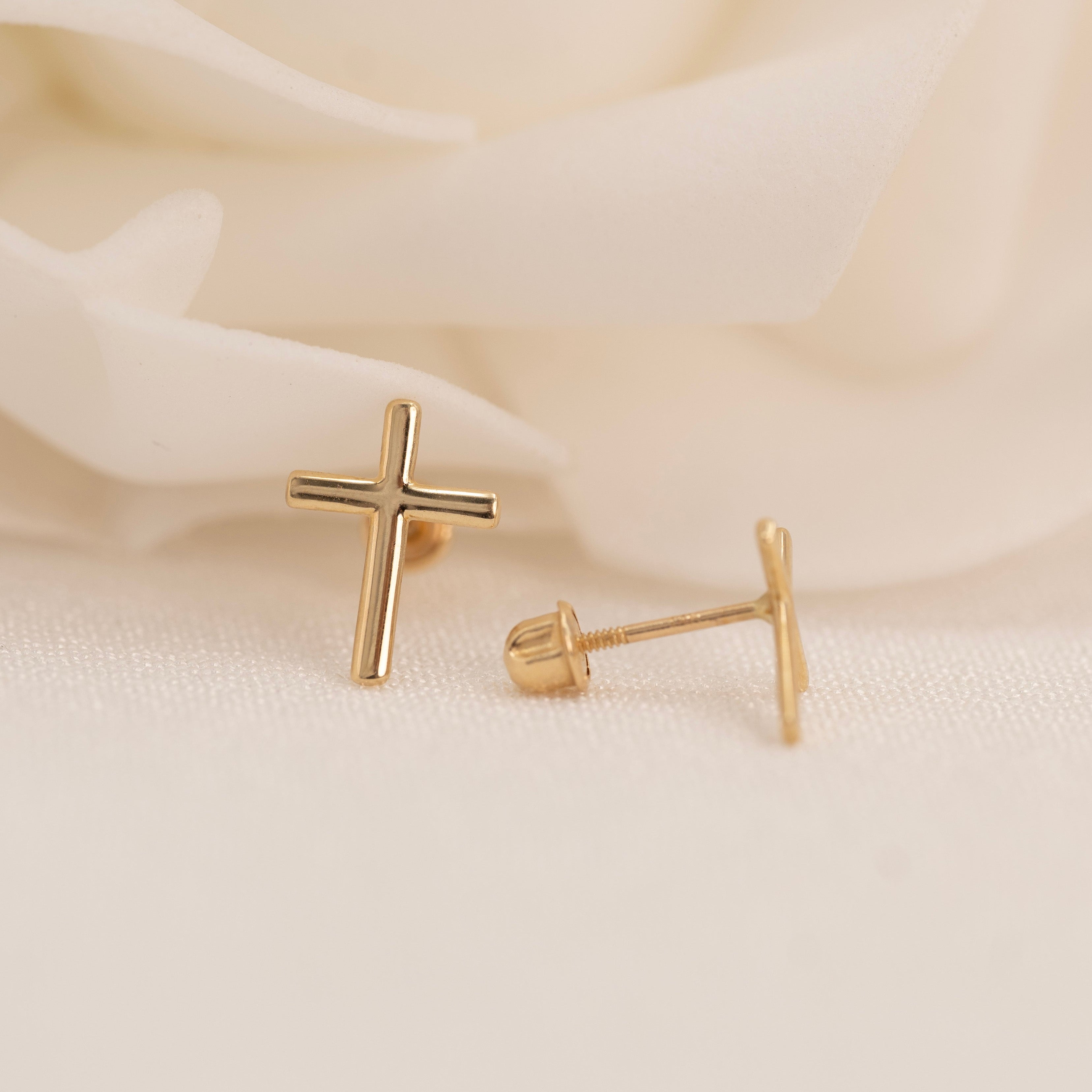 14k Polished Cross Earrings