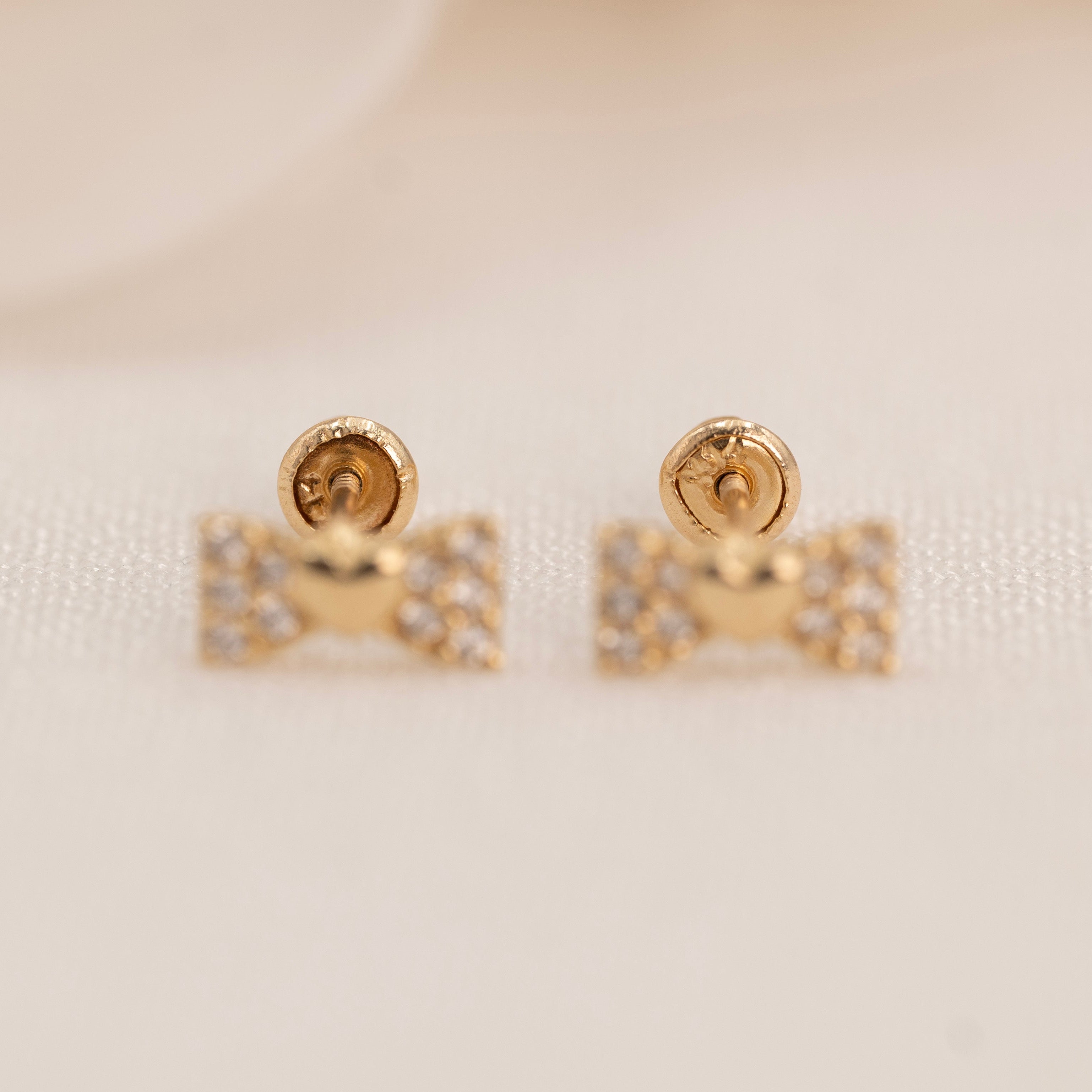 14k Bow Cz Earrings