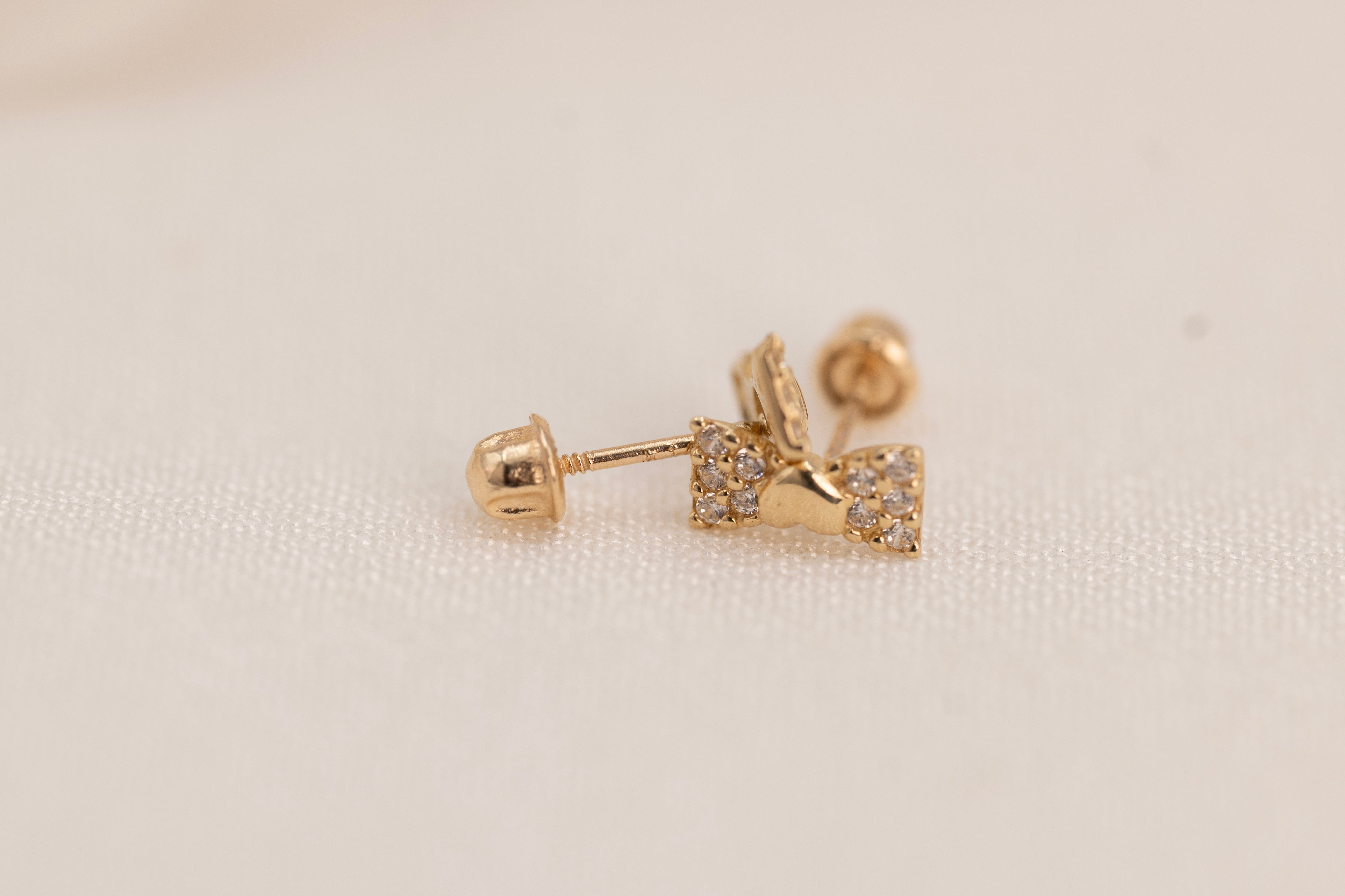 14k Bow Cz Earrings