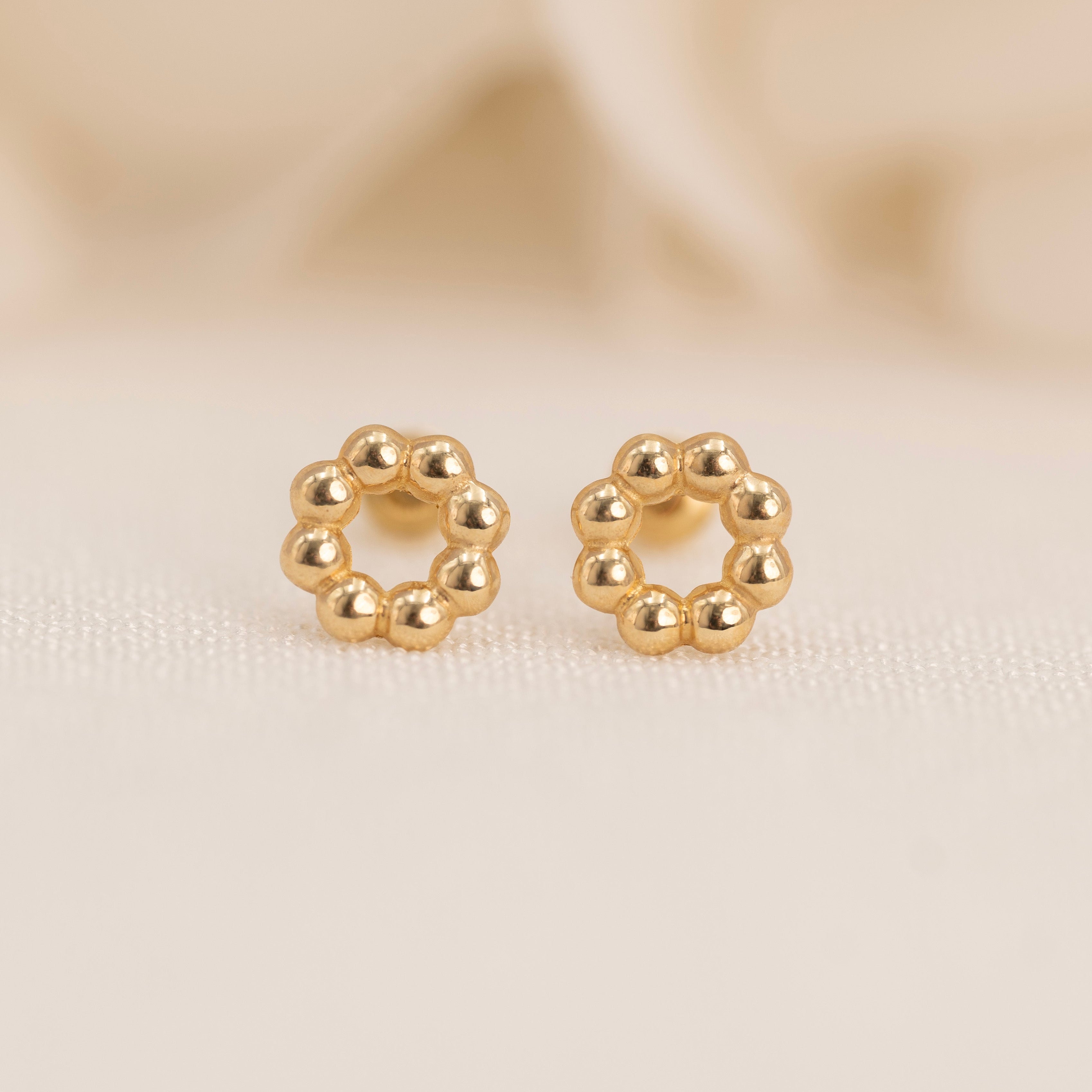 14k Beaded Circle Earrings