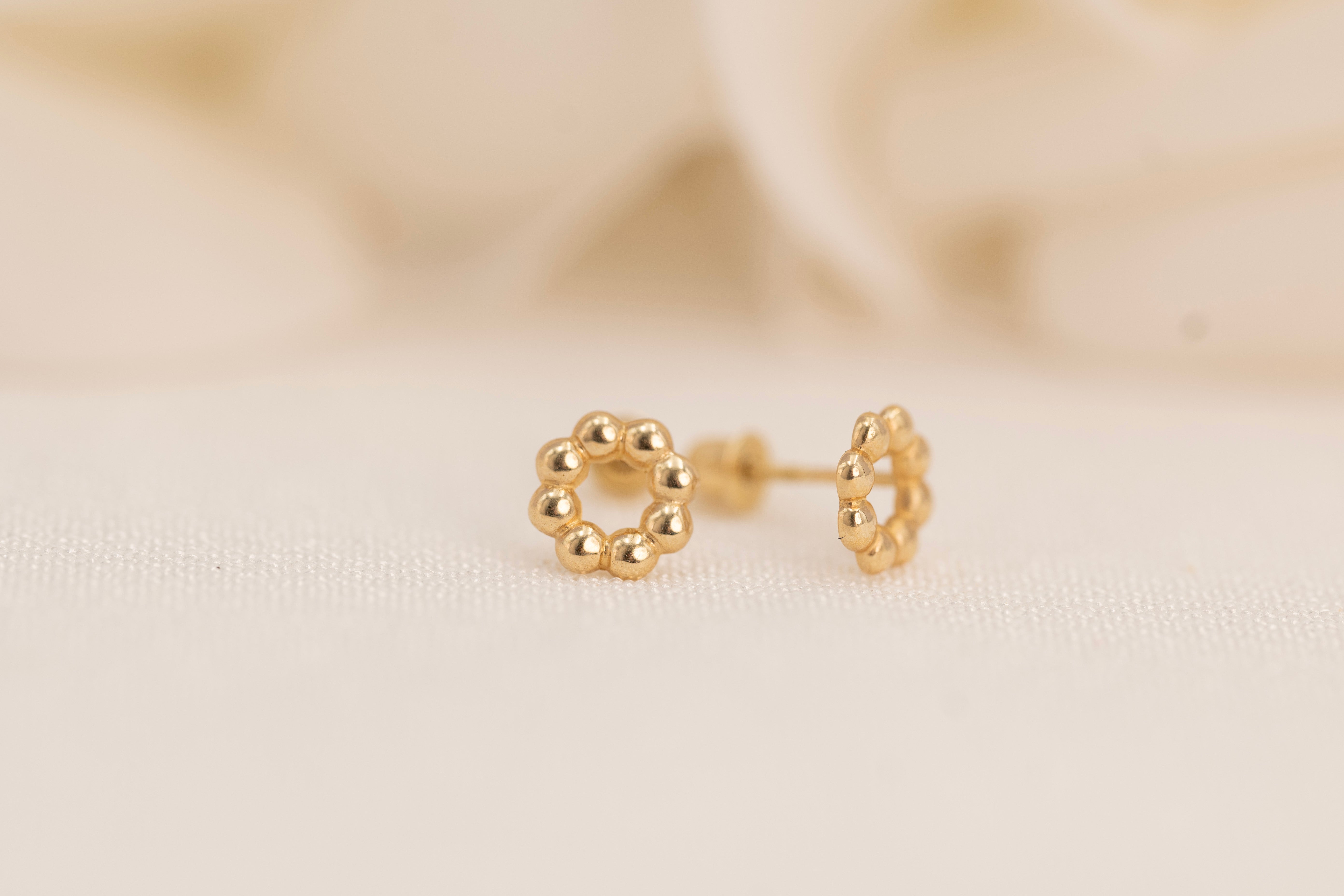 14k Beaded Circle Earrings