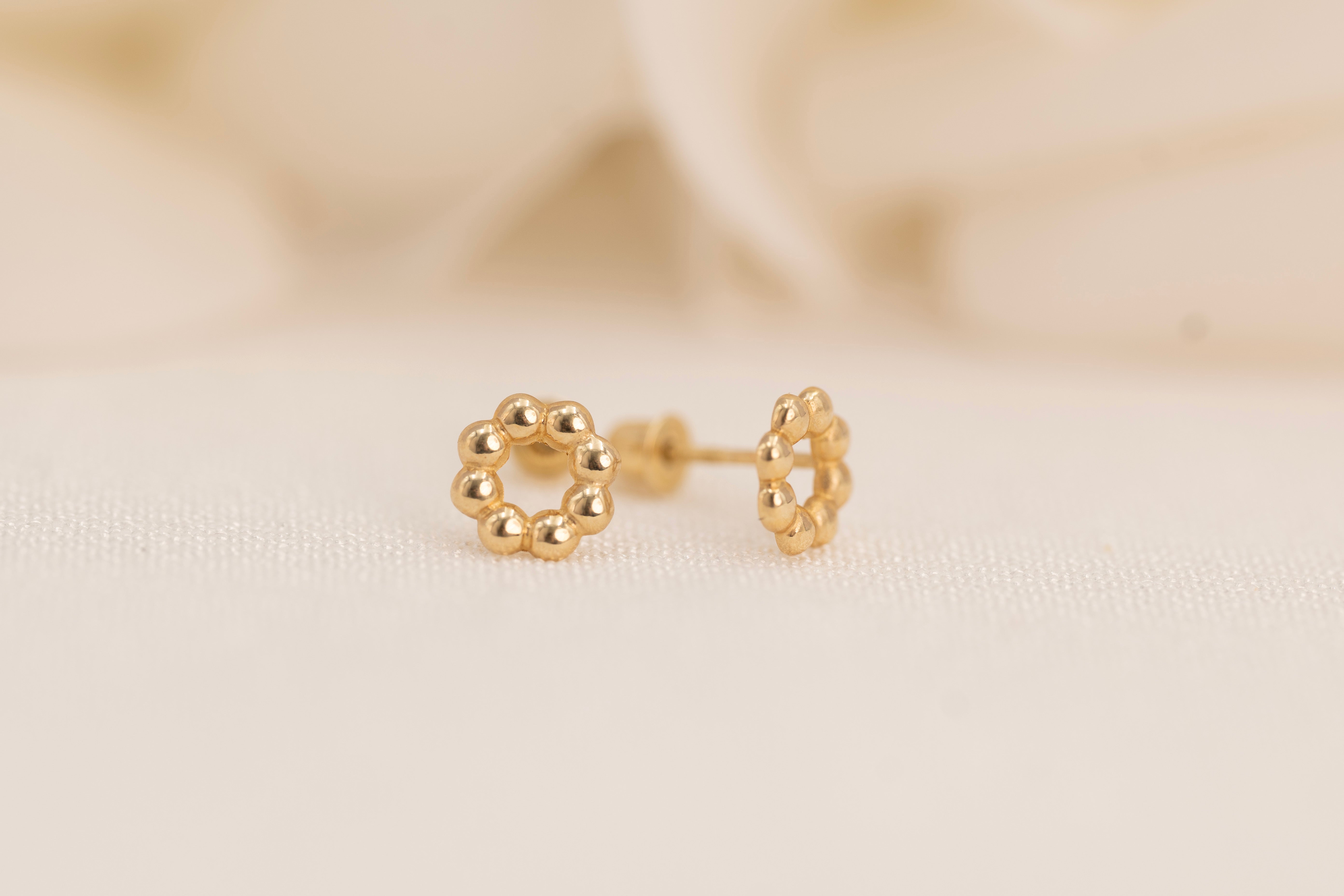 14k Beaded Circle Earrings