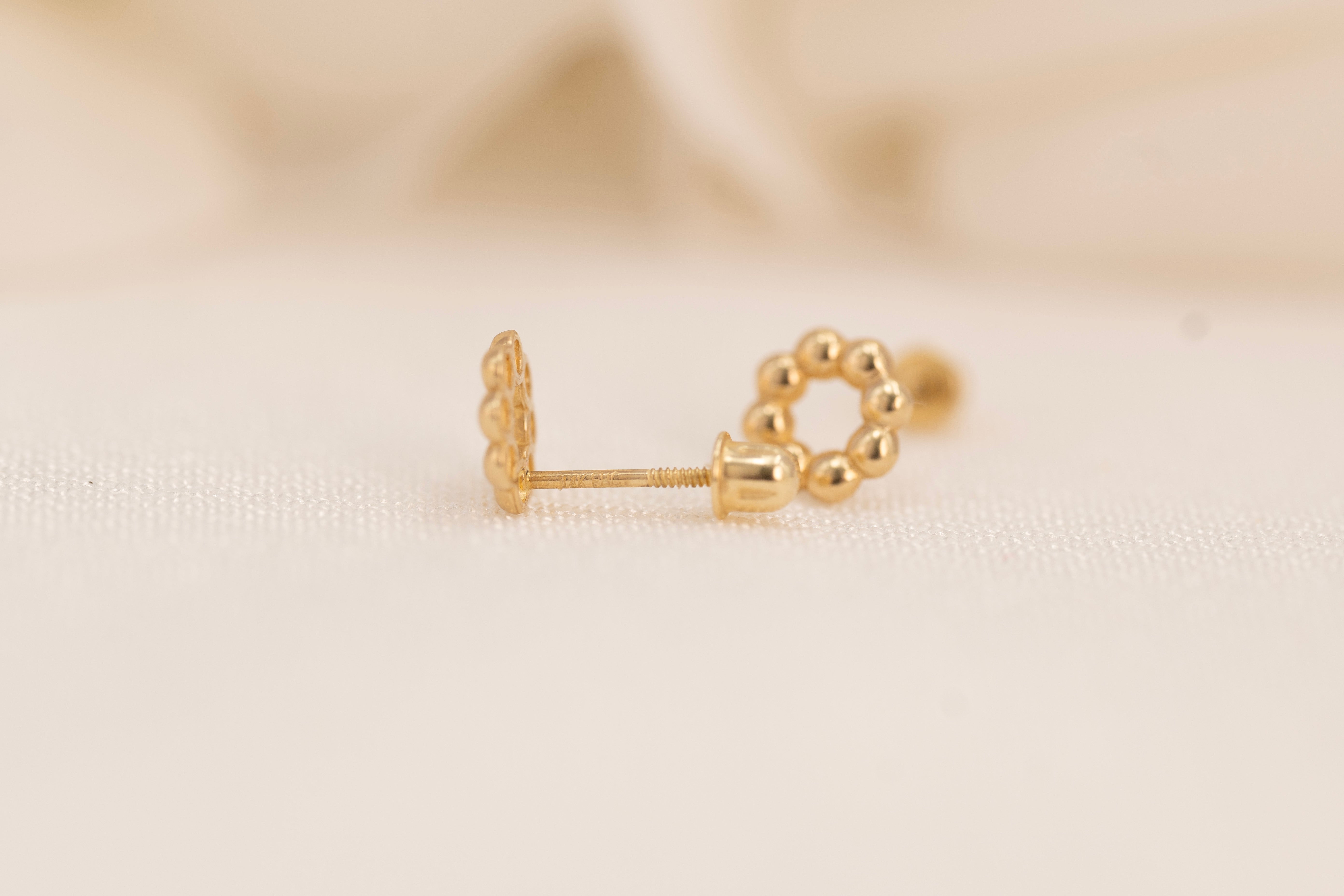 14k Beaded Circle Earrings