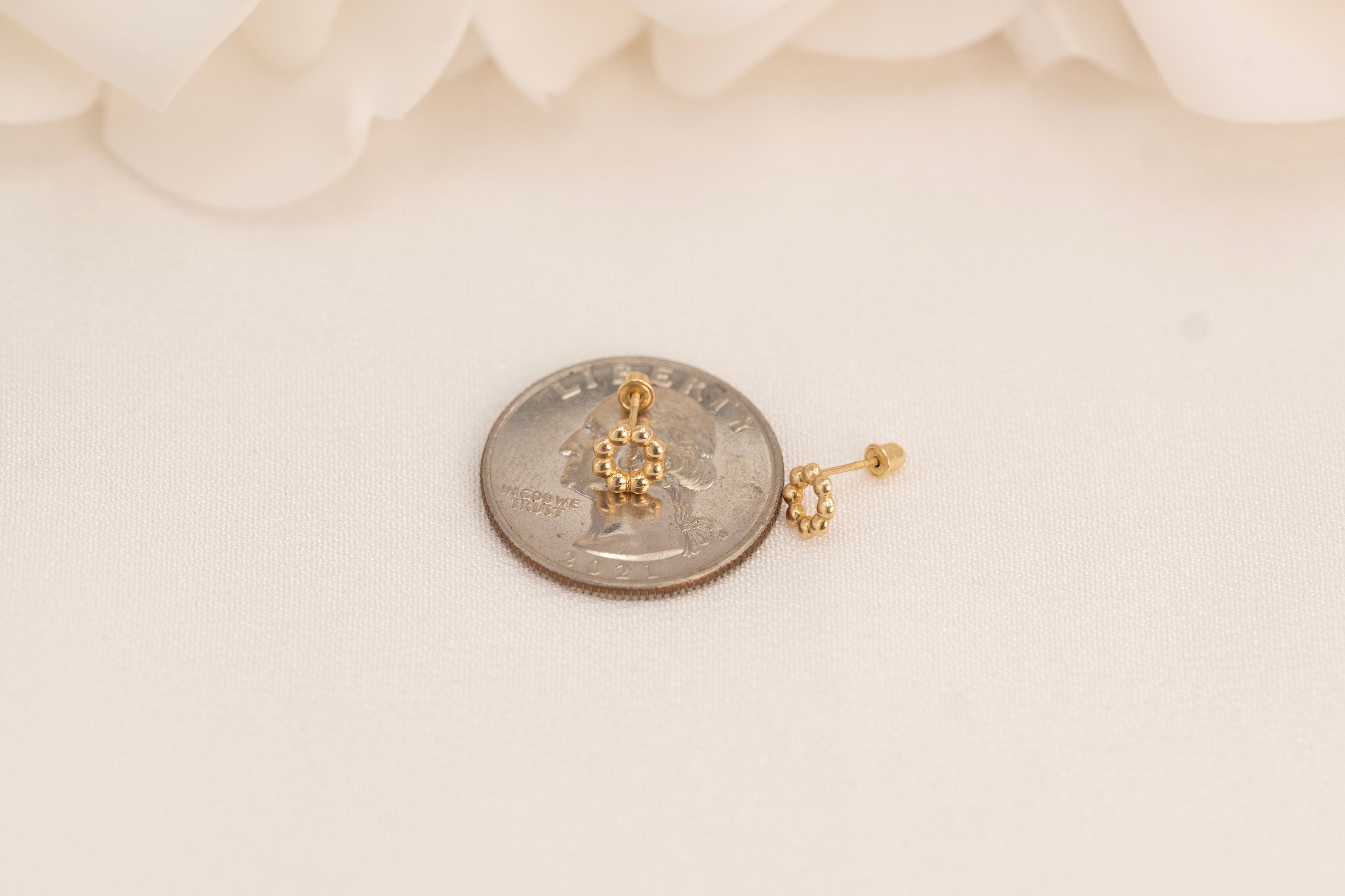 14k Beaded Circle Earrings