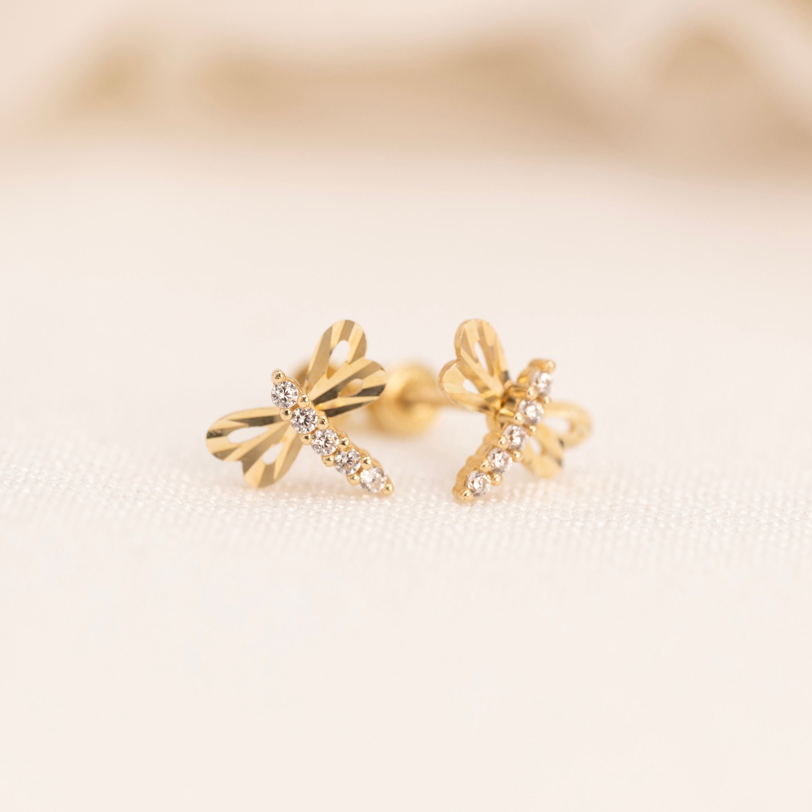 14k Dragonfly Earrings