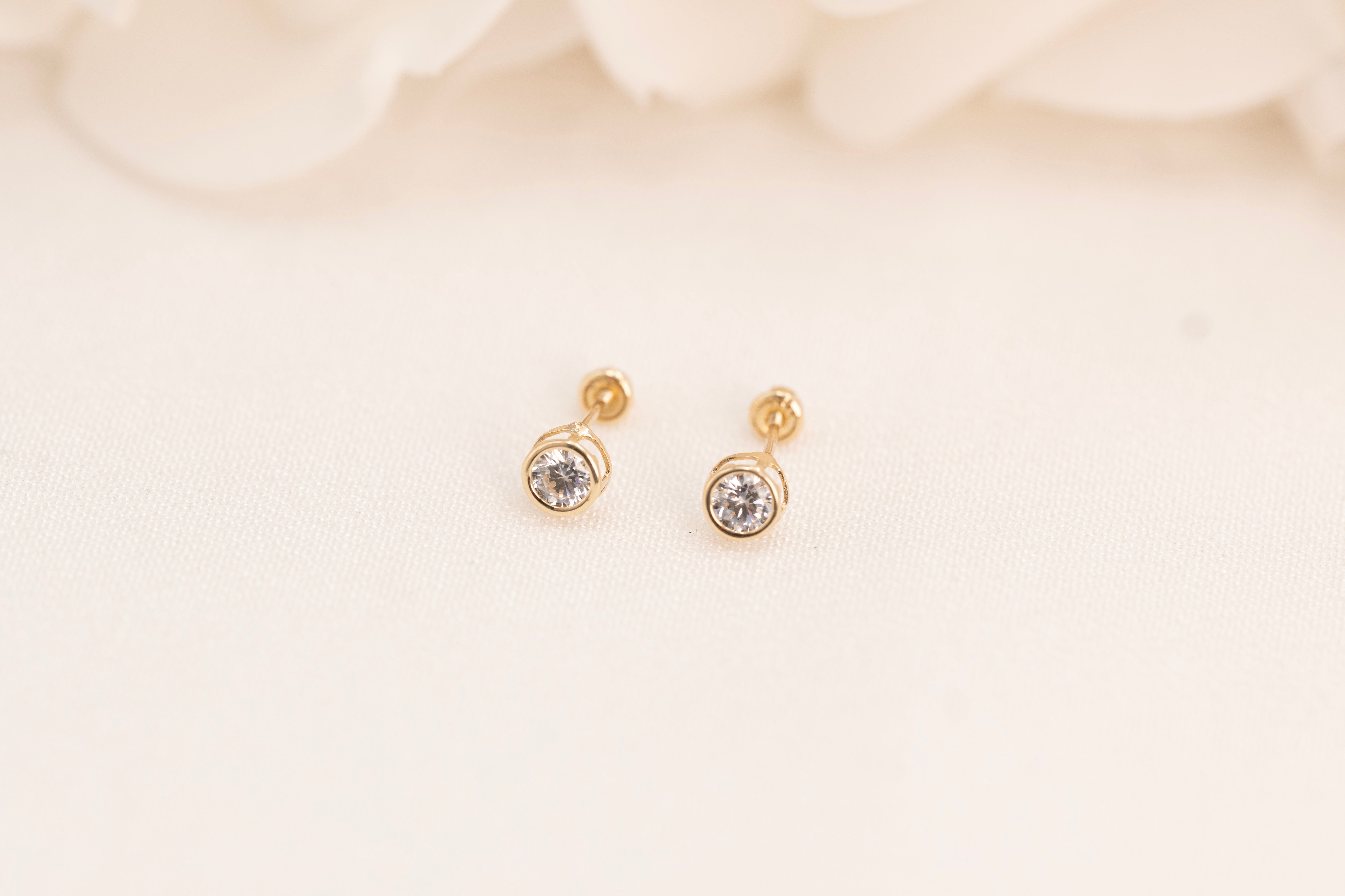 Bezel CZ Stud Earrings