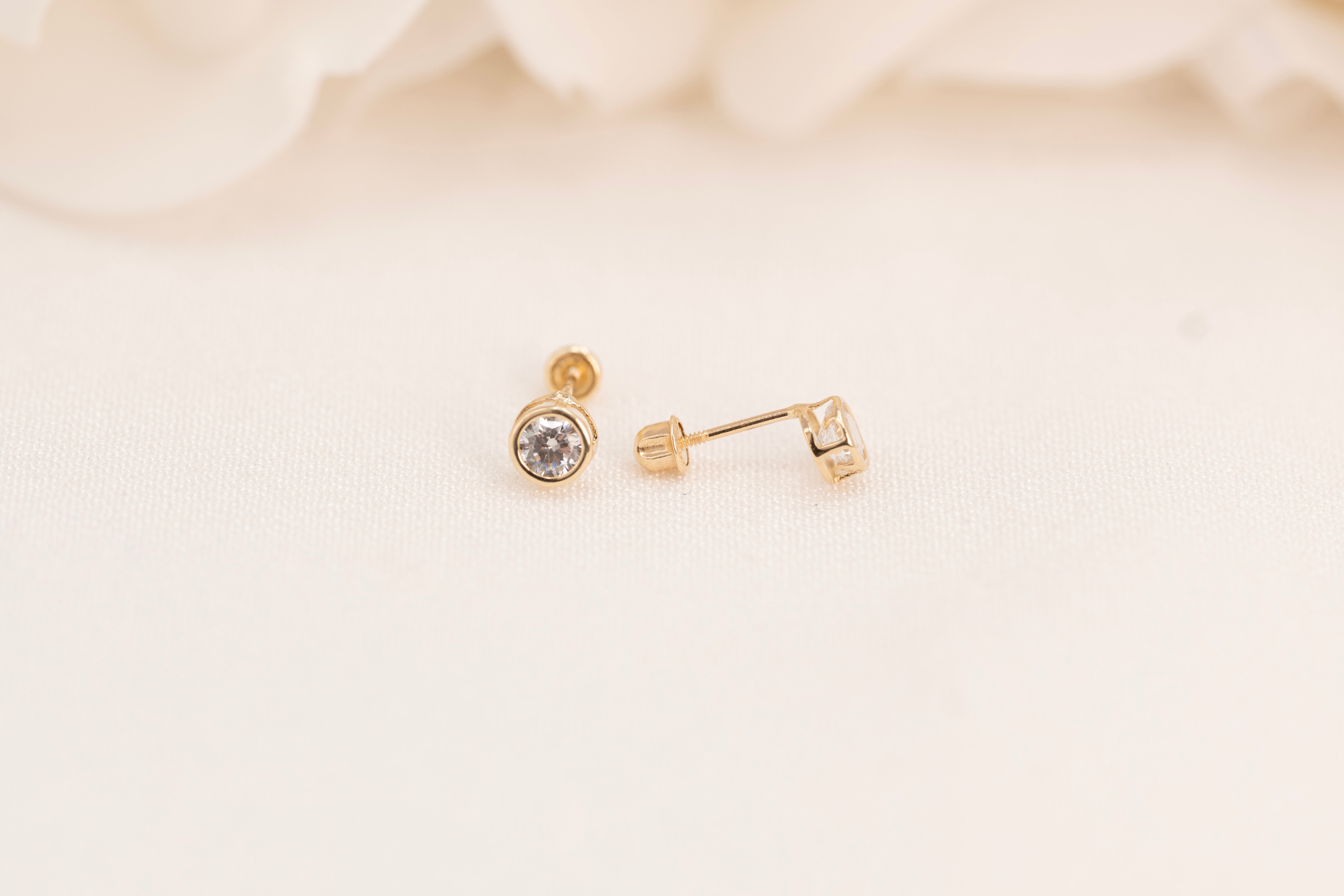 Bezel CZ Stud Earrings