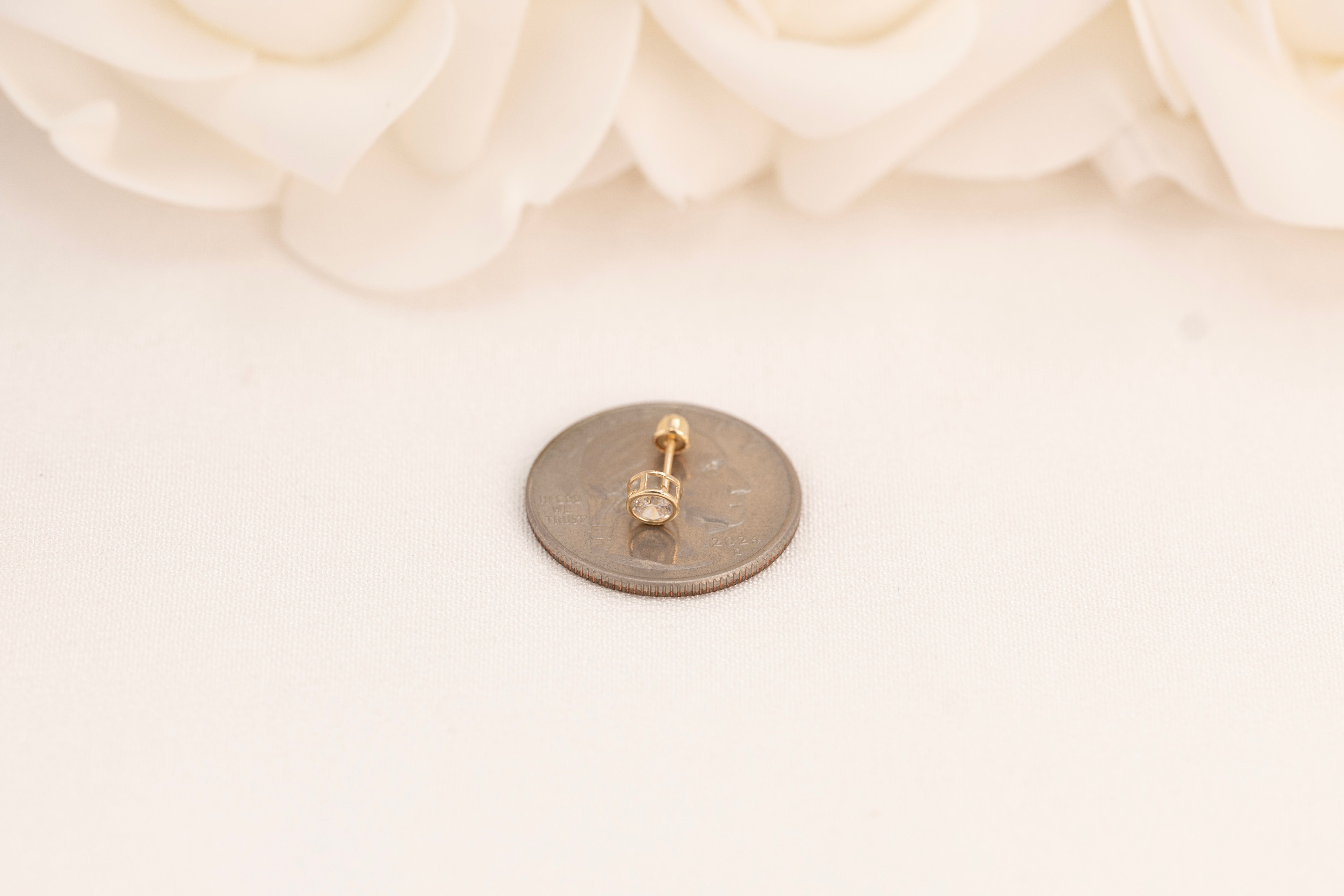 Bezel CZ Stud Earrings