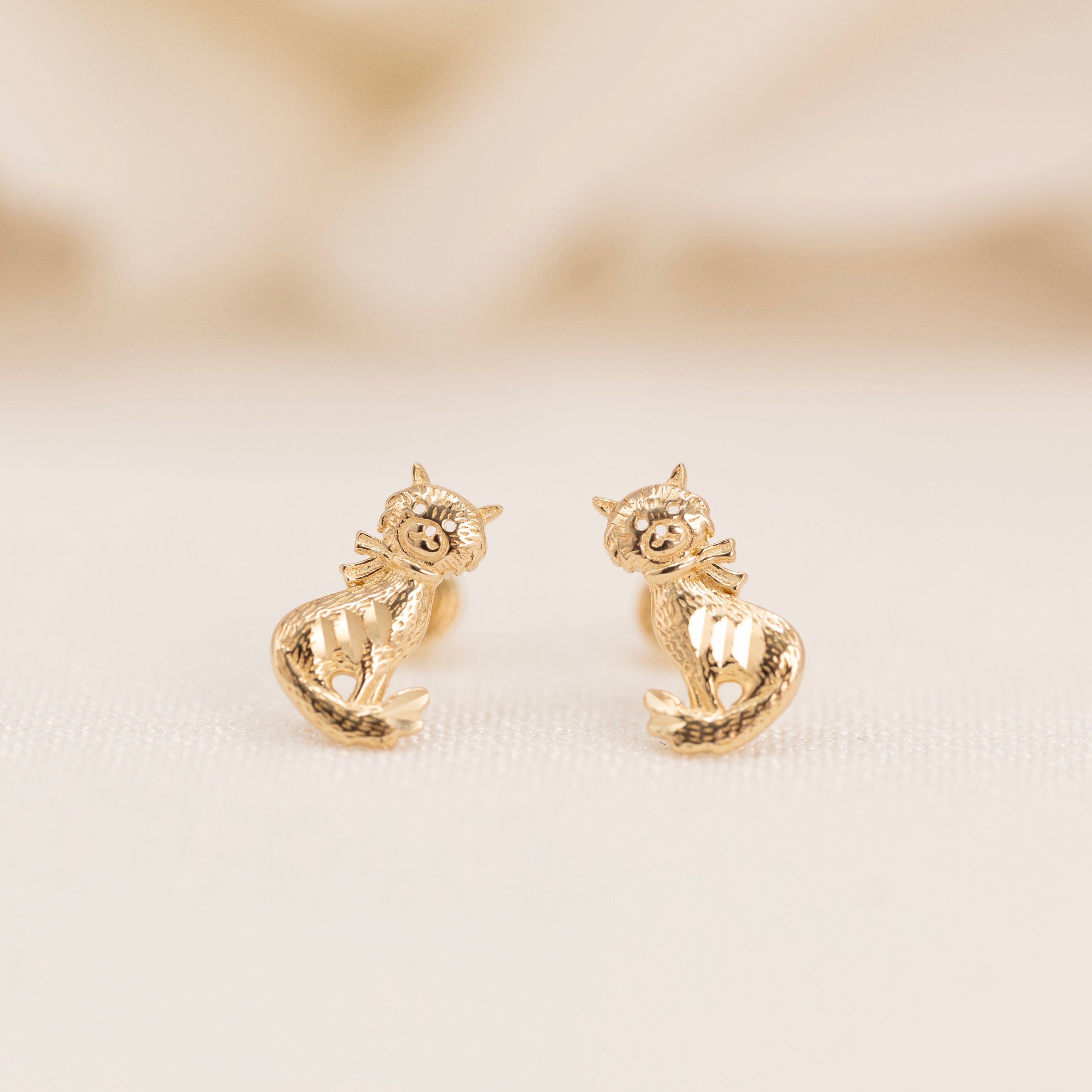 14k Cat Stud Earrings