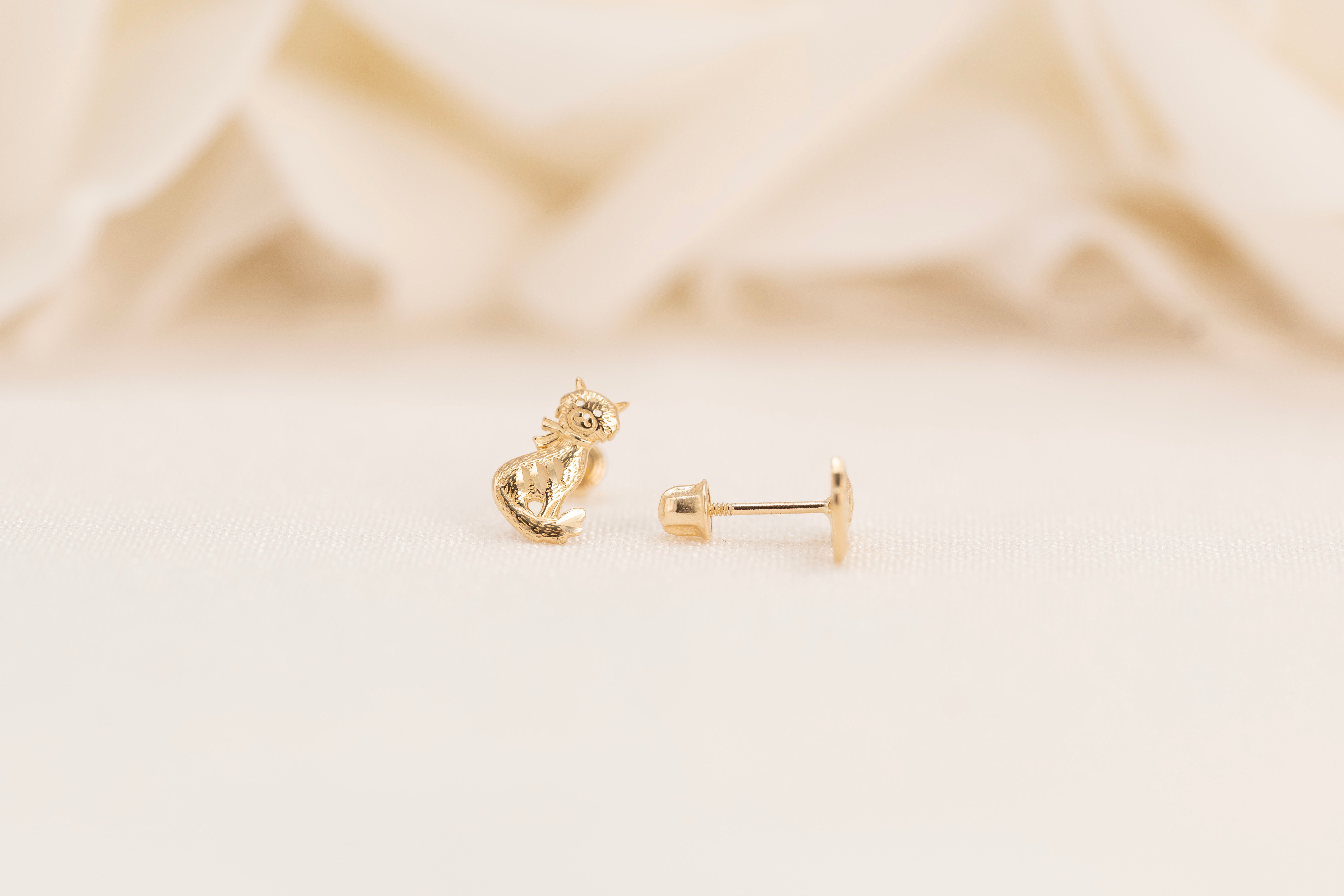 14k Cat Stud Earrings