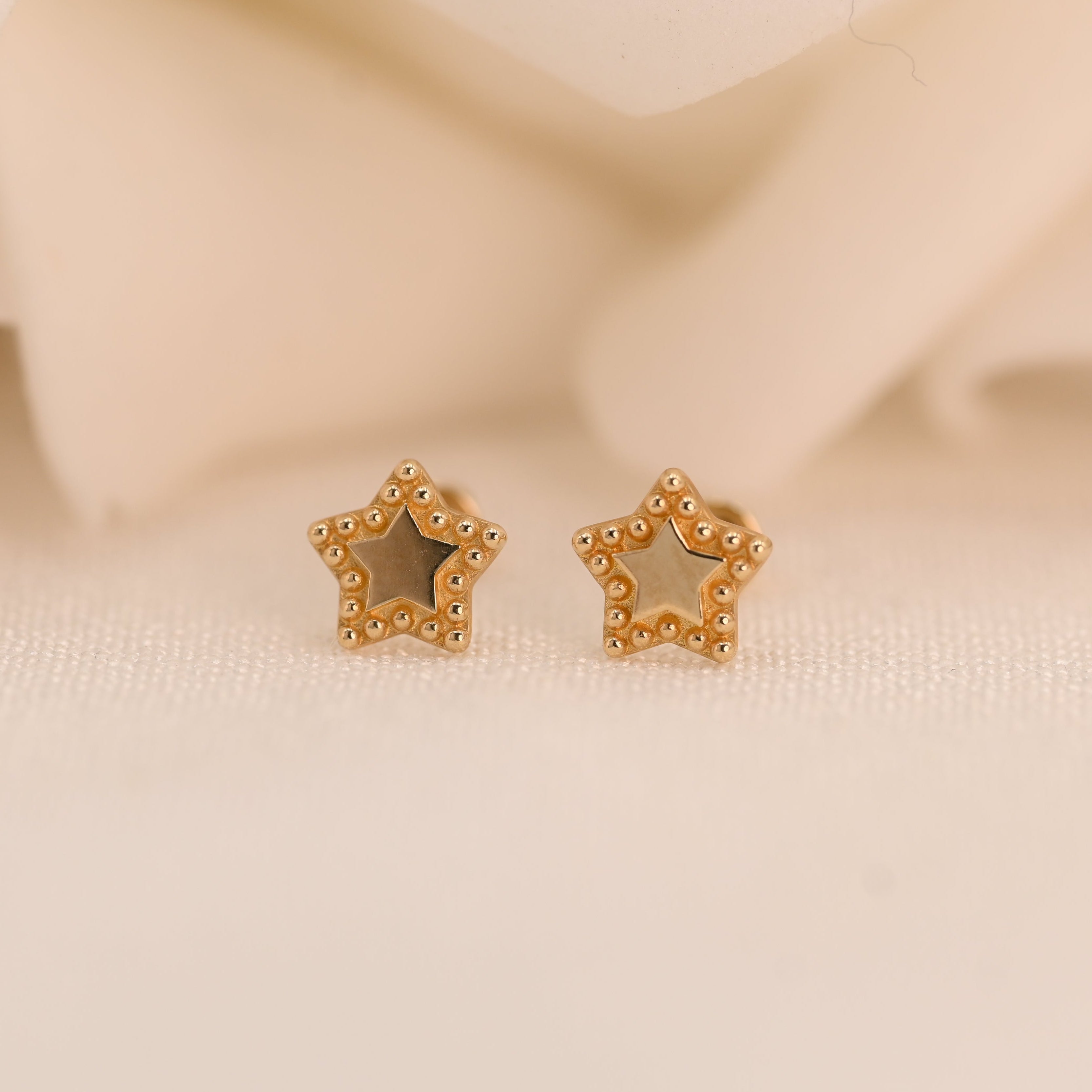Beaded Star Outline Stud Earrings