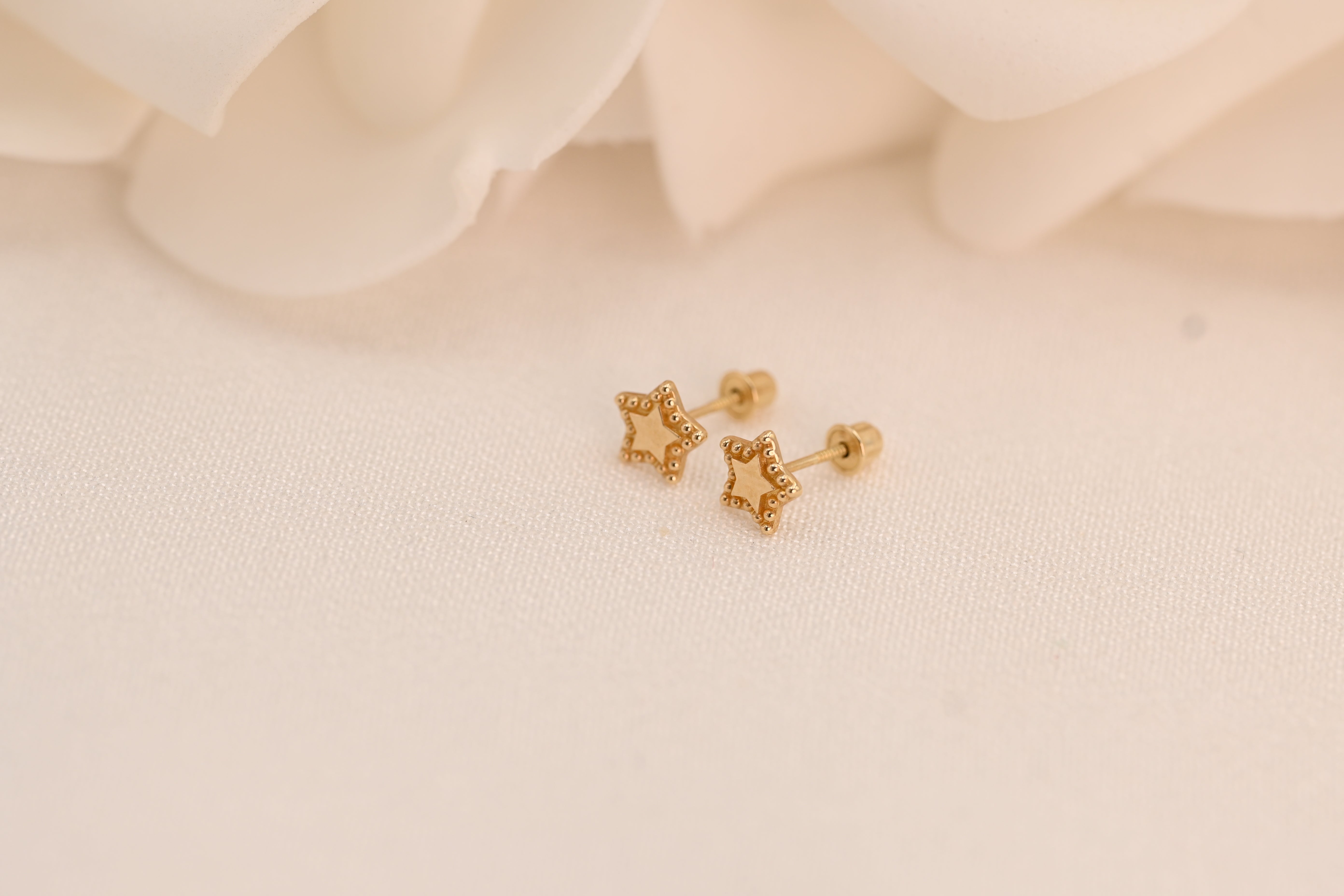 Beaded Star Outline Stud Earrings