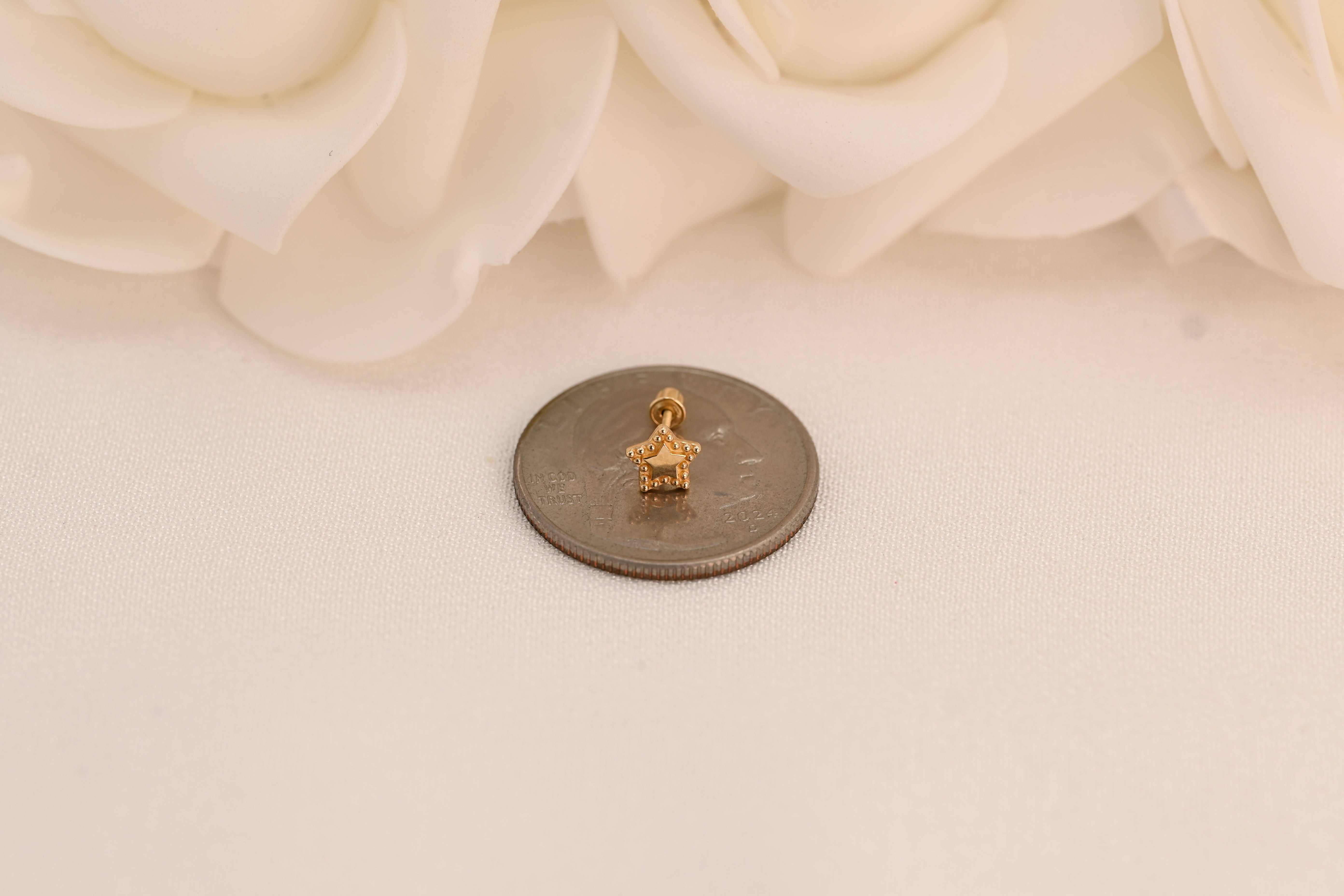 Beaded Star Outline Stud Earrings