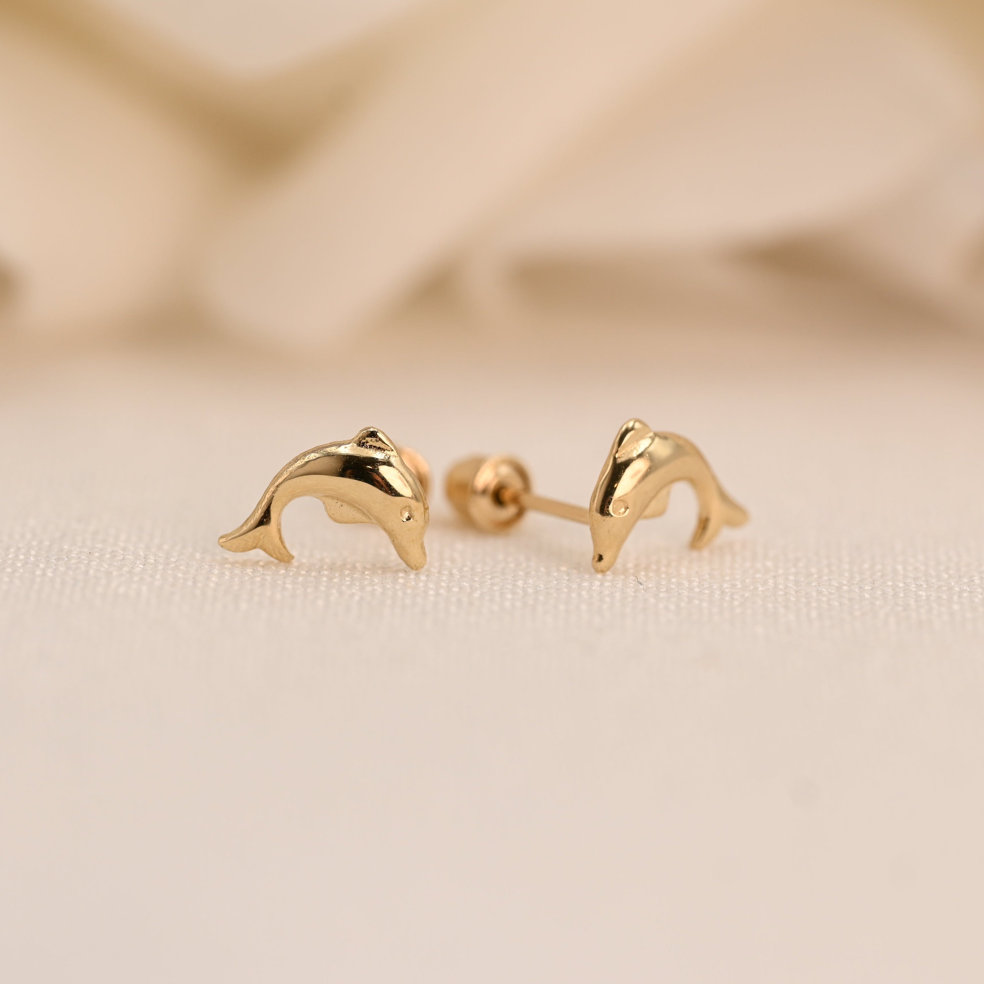 14k Dolphin Stud Earrings