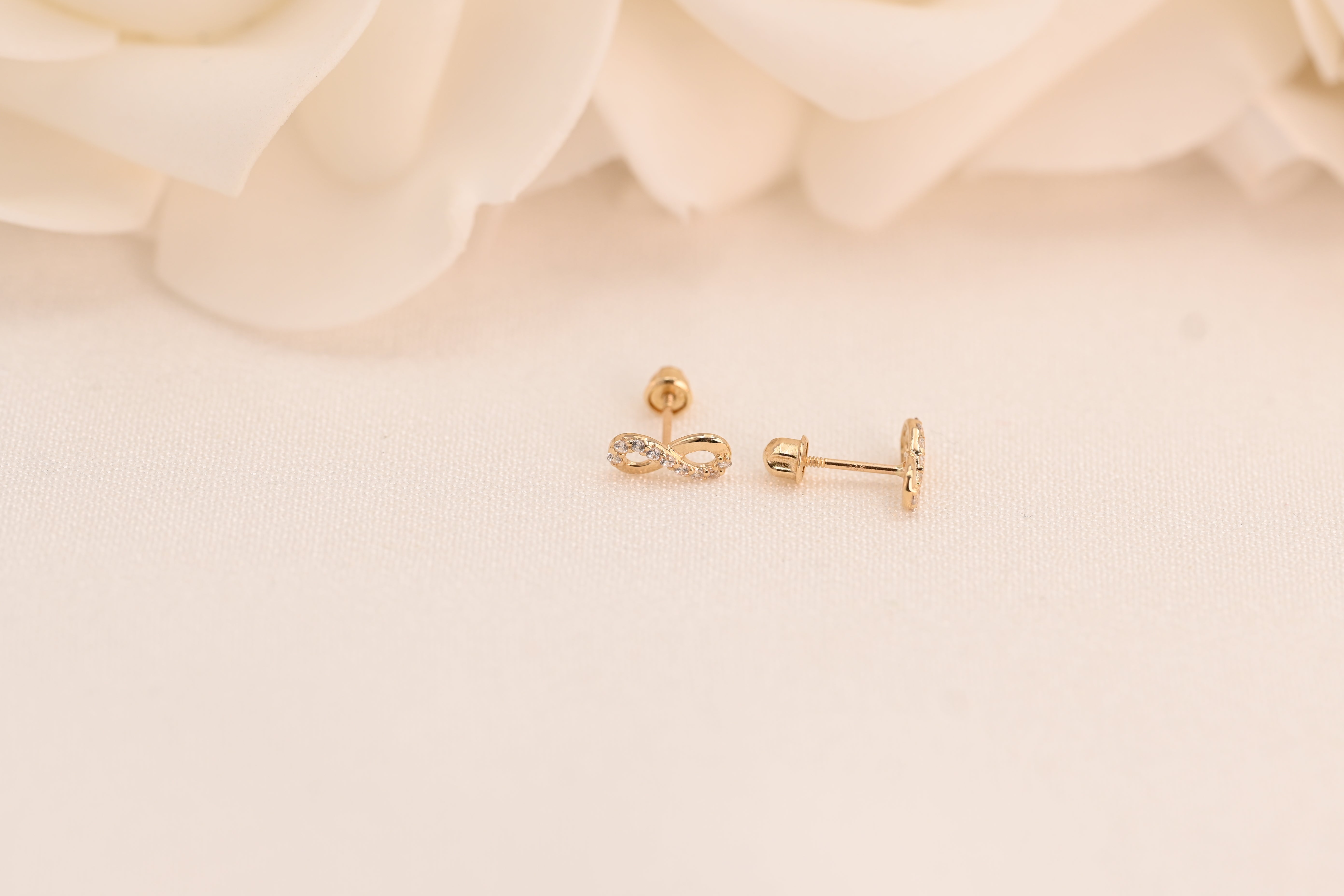 14k Infinity CZ Stud Earrings