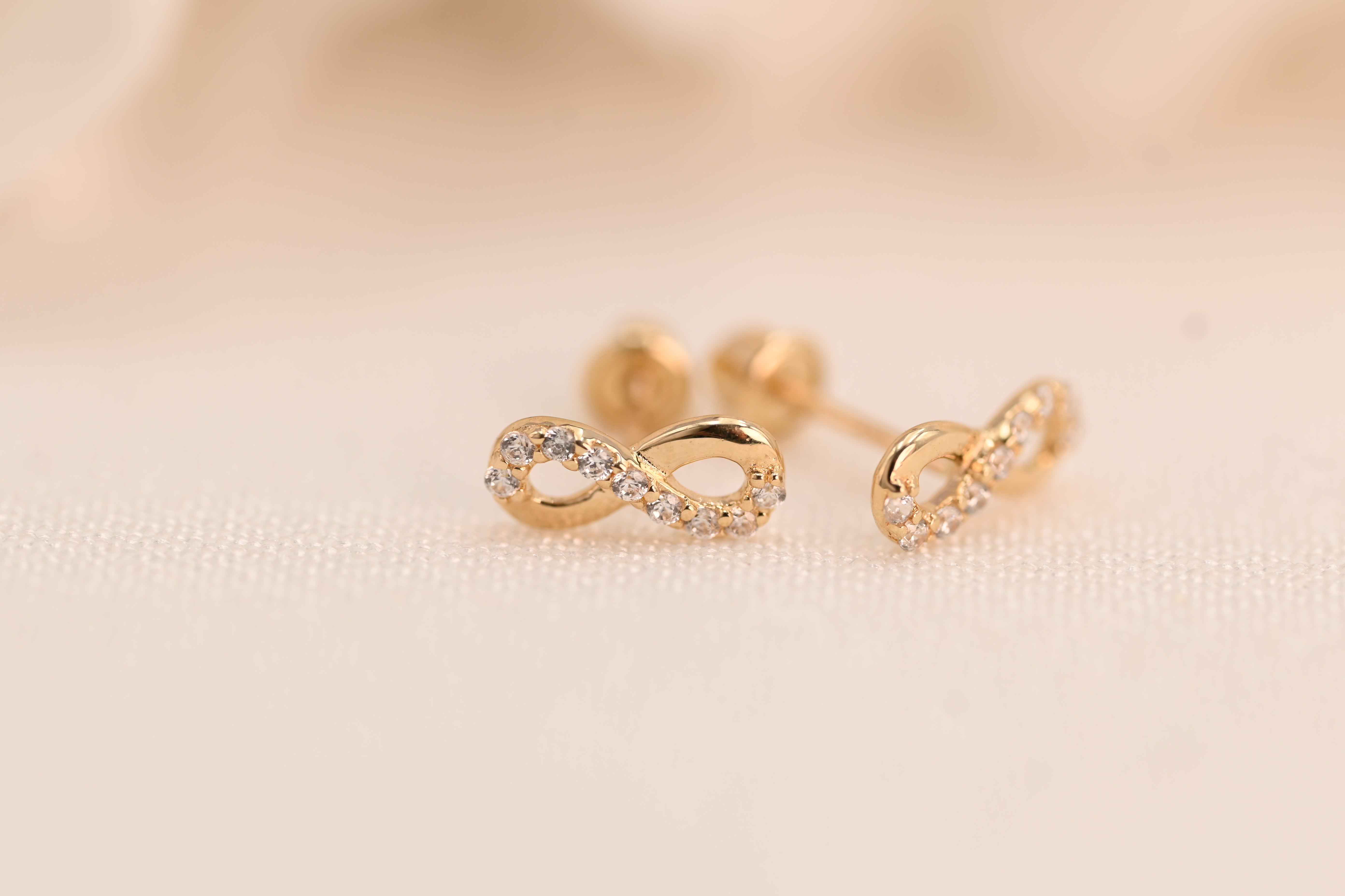 14k Infinity CZ Stud Earrings