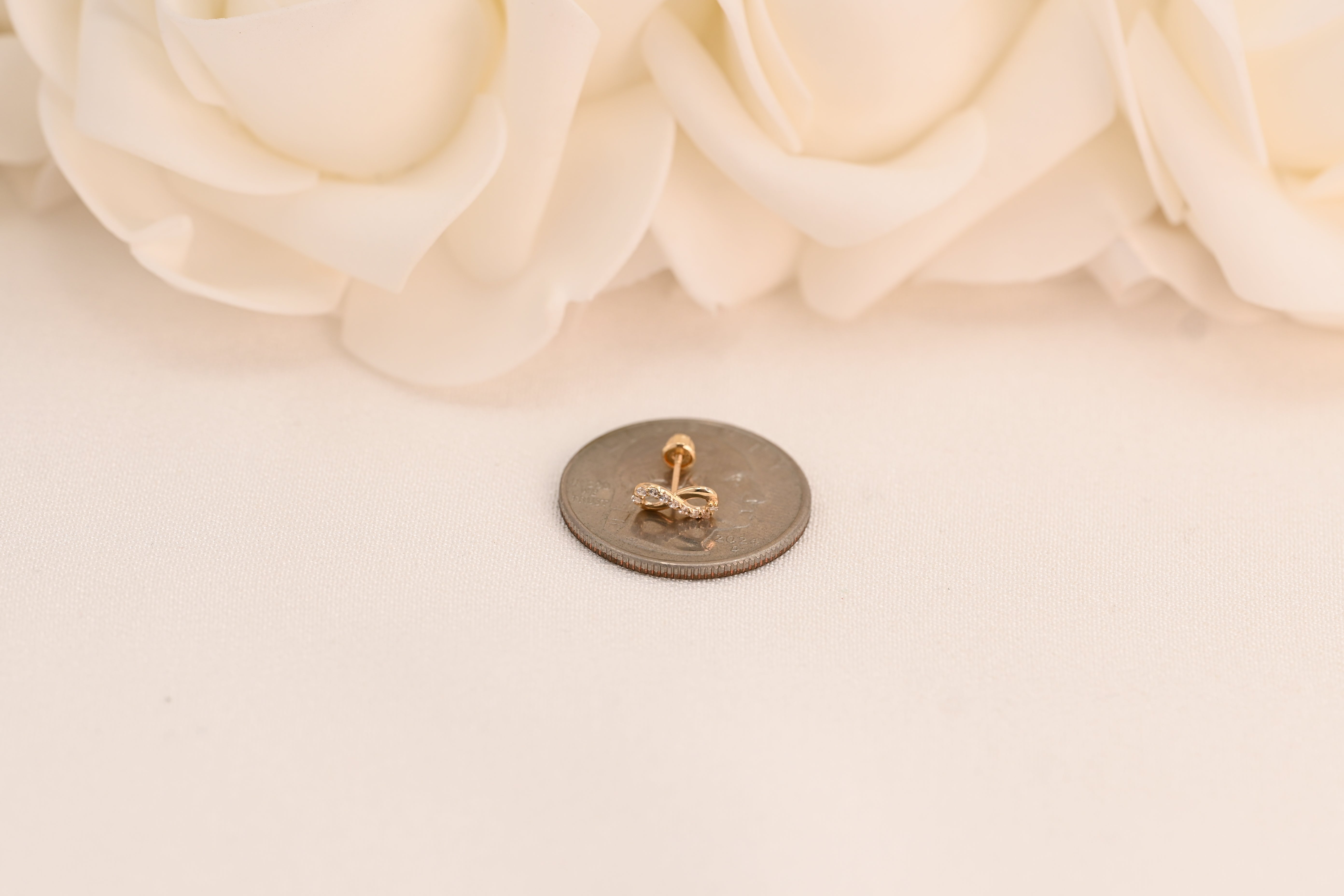 14k Infinity CZ Stud Earrings
