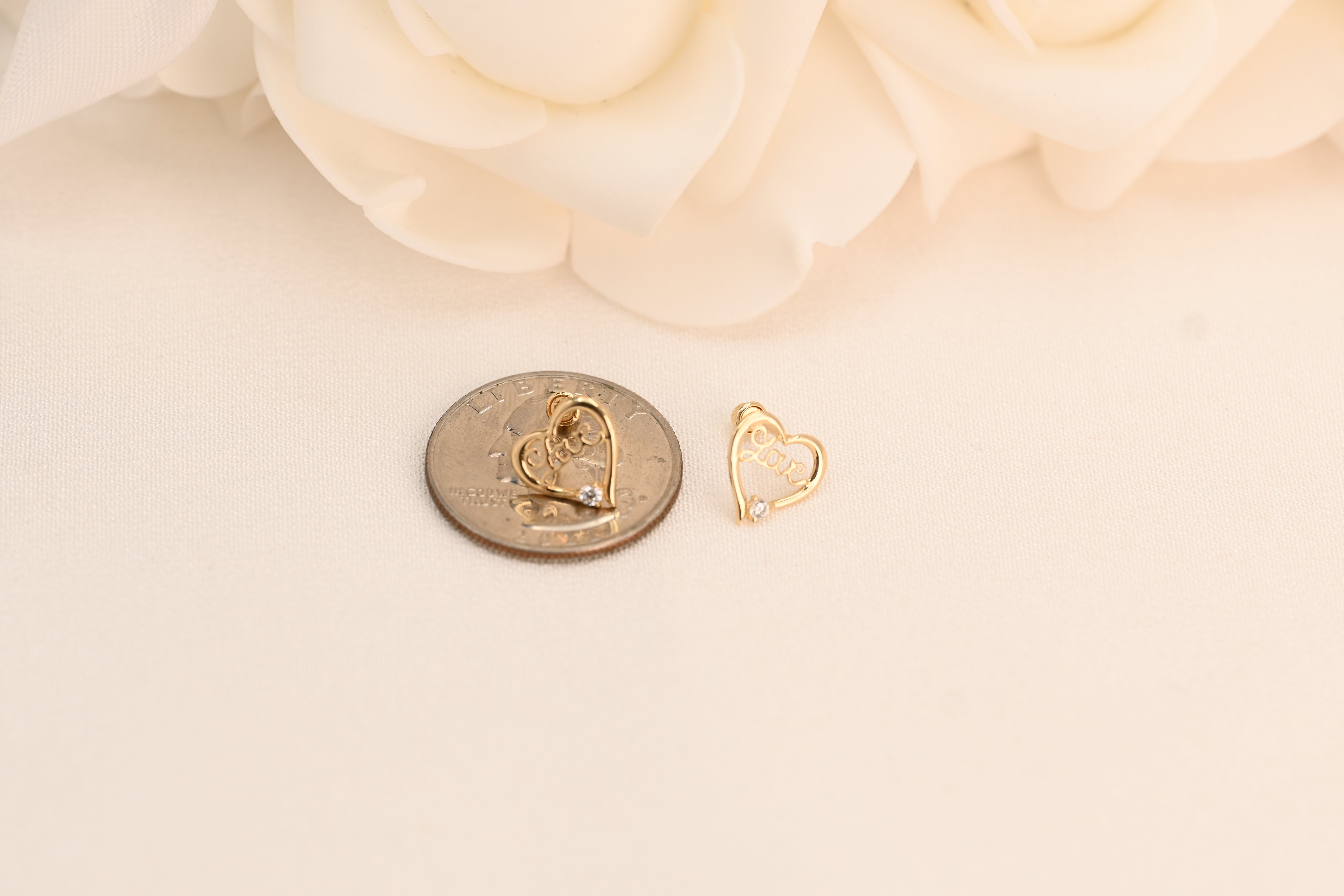14k Love Heart Earrings