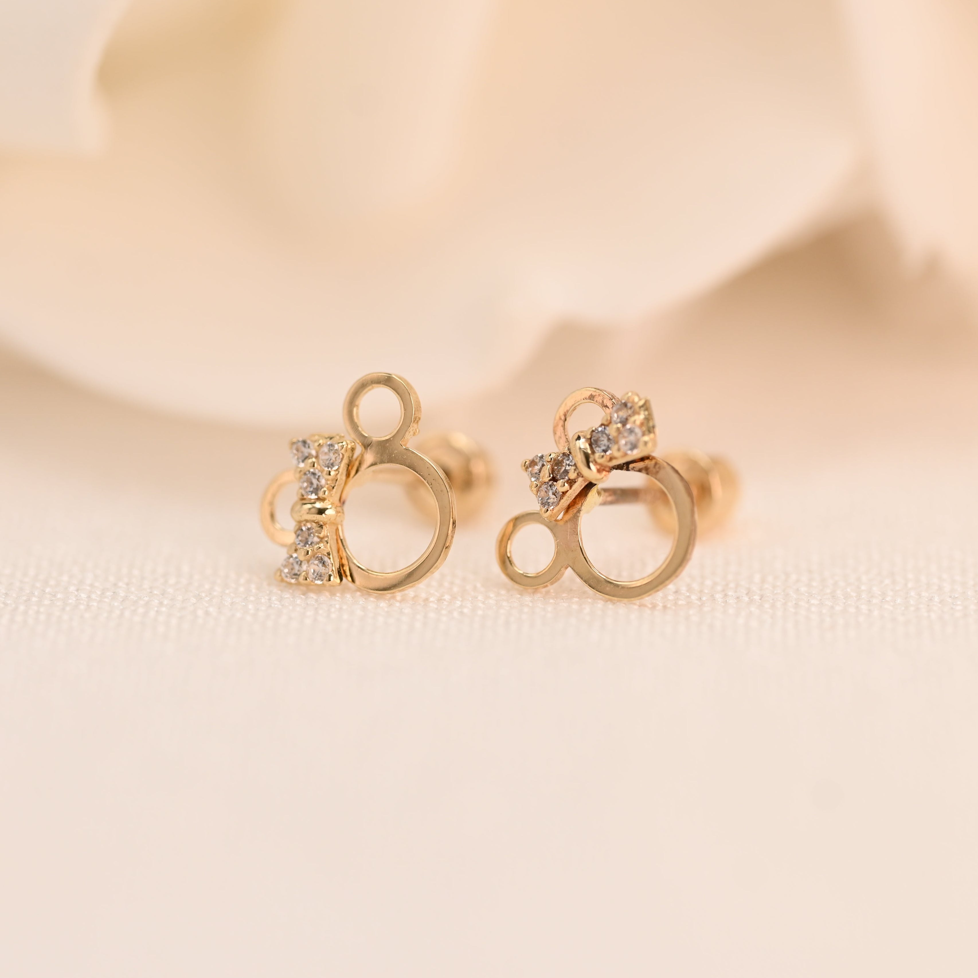 14k Mouse Bow Earrings