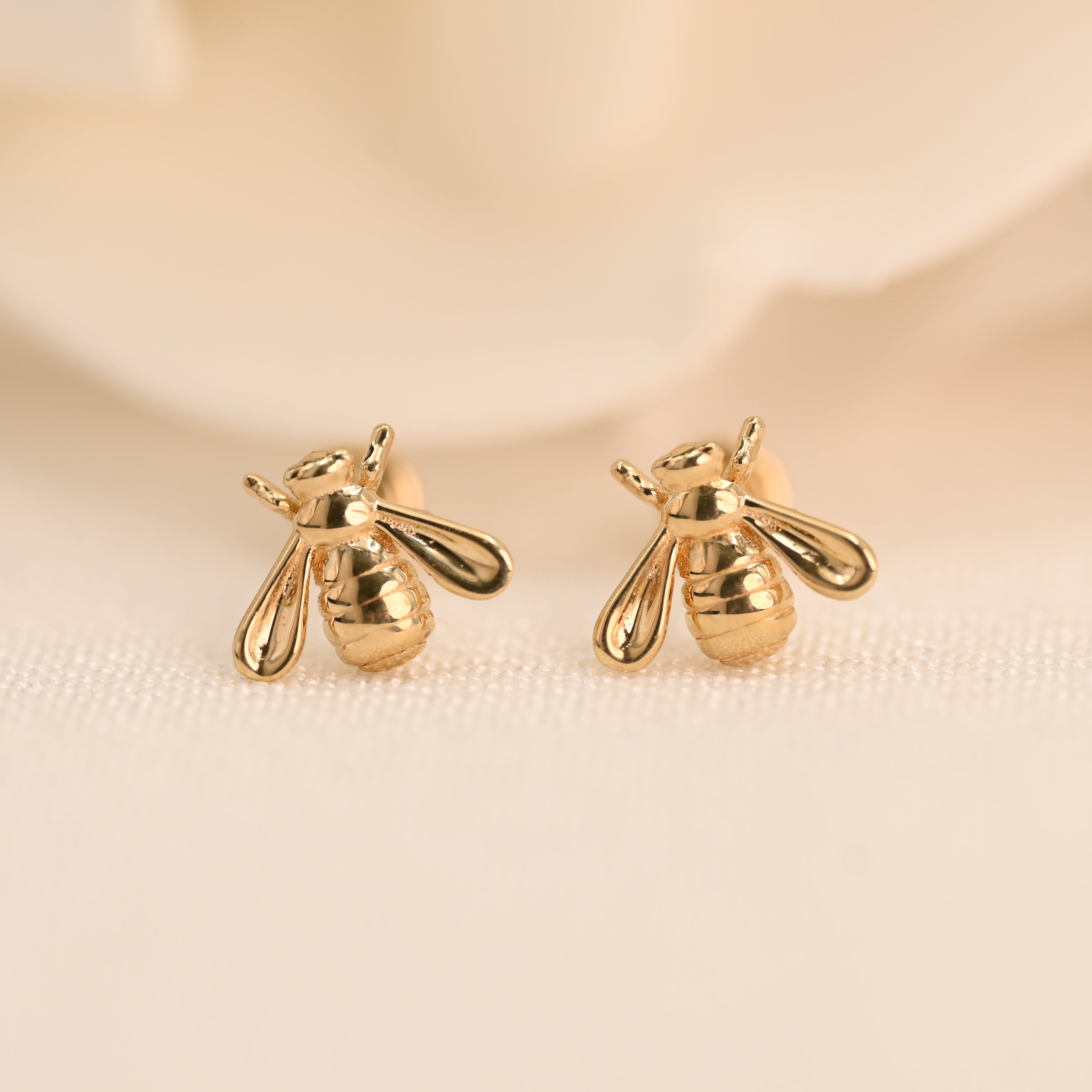 14k Bee Earrings